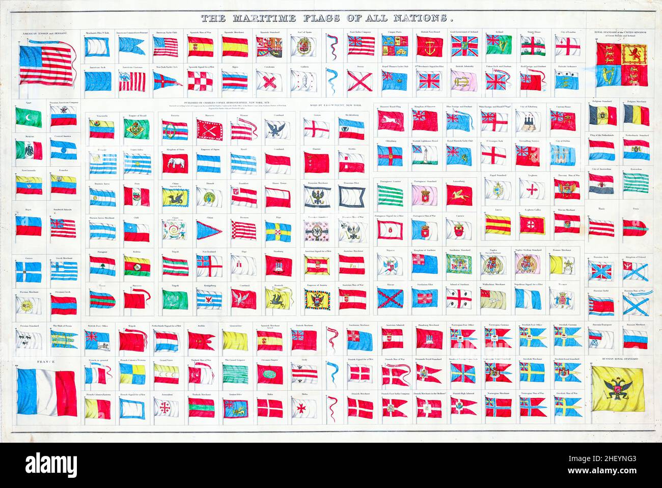 The maritime flags of all nations, from 1851 Stock Photo