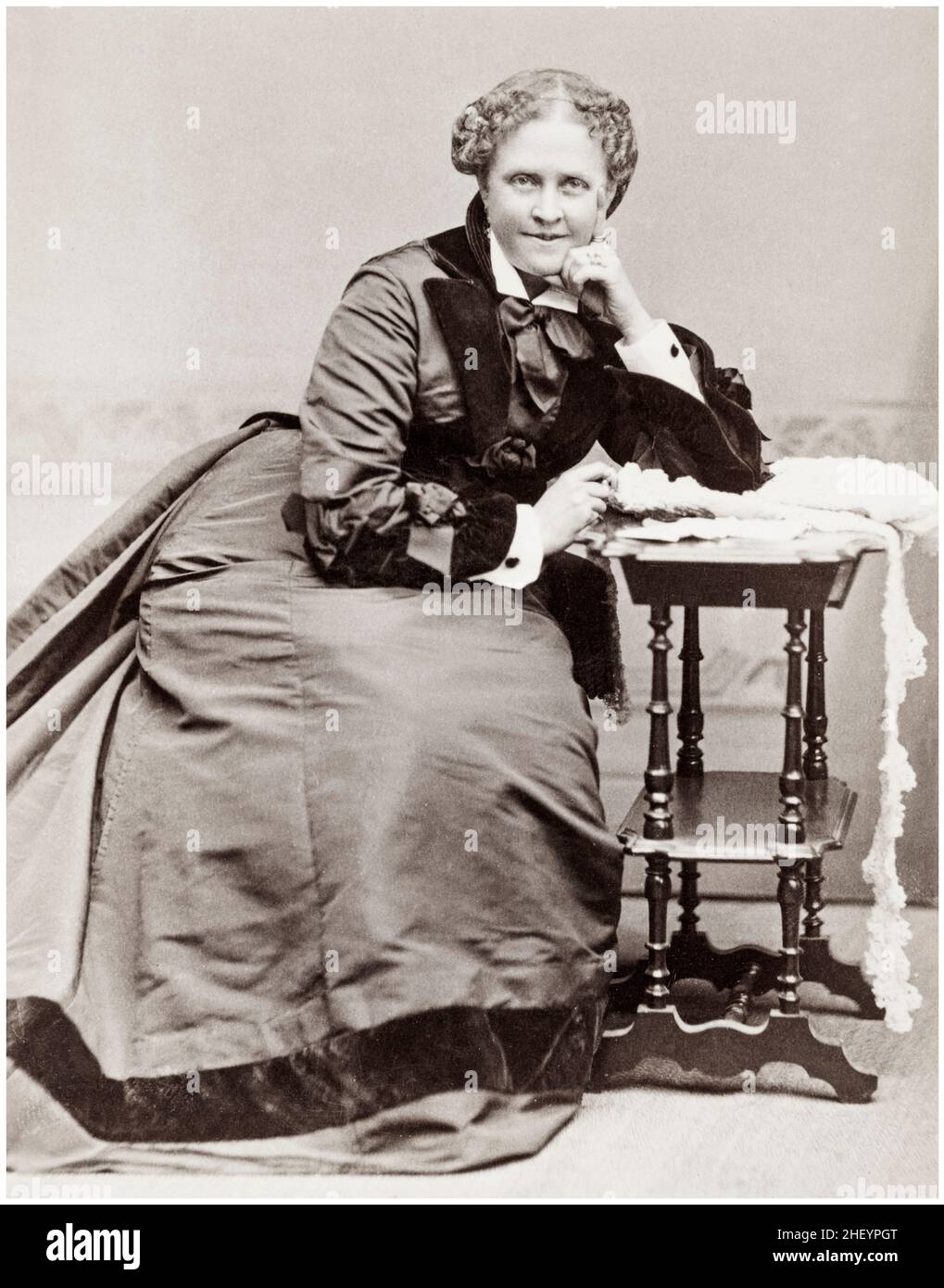 Helen Hunt Jackson (1830-1885), American poet and writer, activist on behalf of improved treatment of Native Americans, portrait photograph by Charles F. Conly, circa 1884 Stock Photo