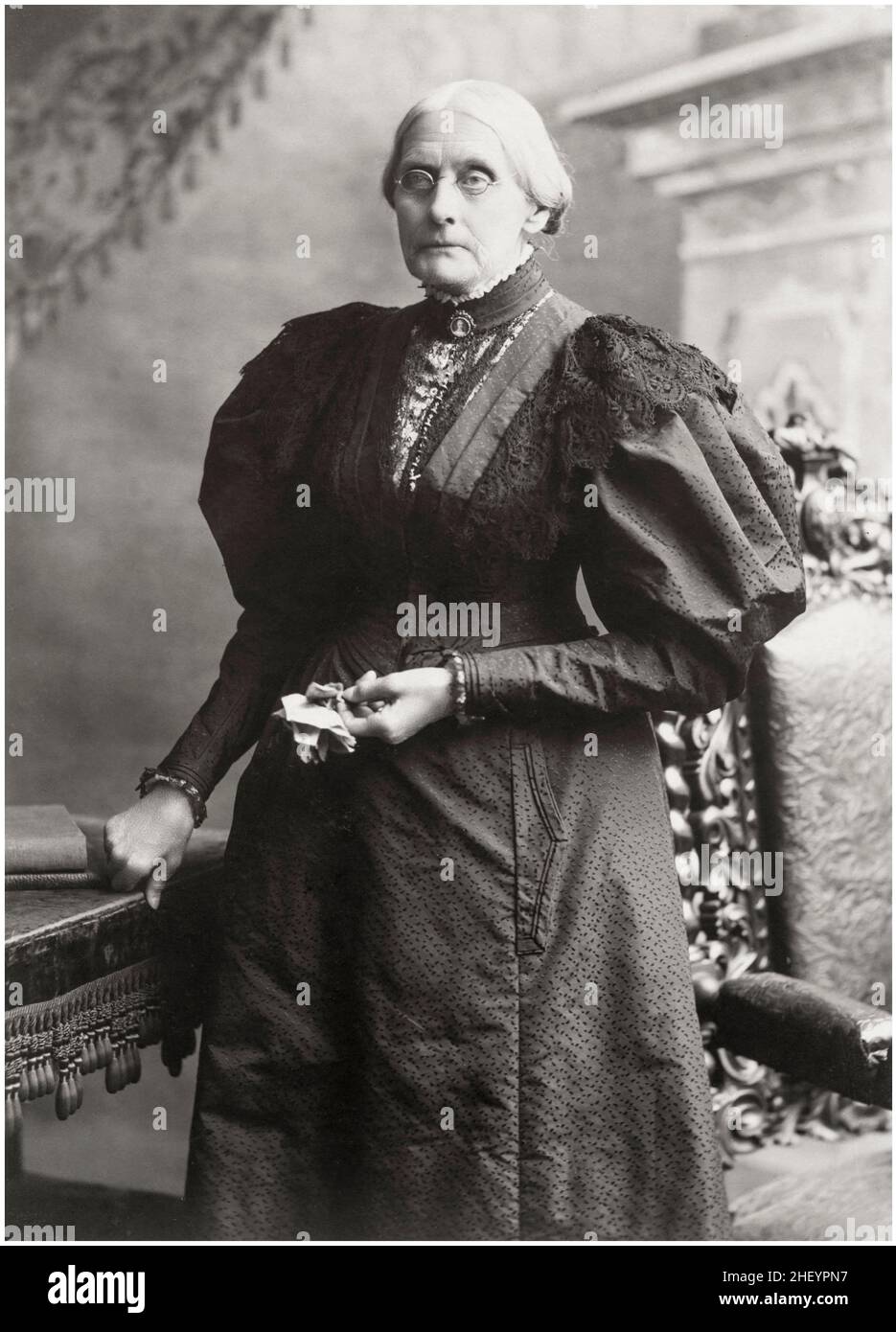 Susan Brownell Anthony (1820-1906), American social reformer, women's rights activist and suffragist, portrait photograph by Theodore C. Marceau, 1898 Stock Photo