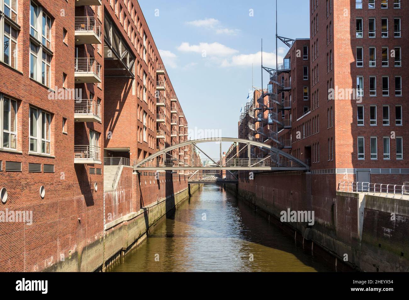 Brick-lined red houses at the Speicherstadt Hamburg Stock Photo