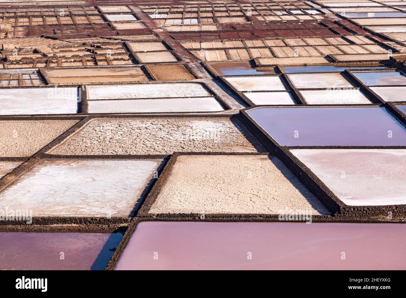 view to scenic salinas de Janubio in Lanzarote Stock Photo