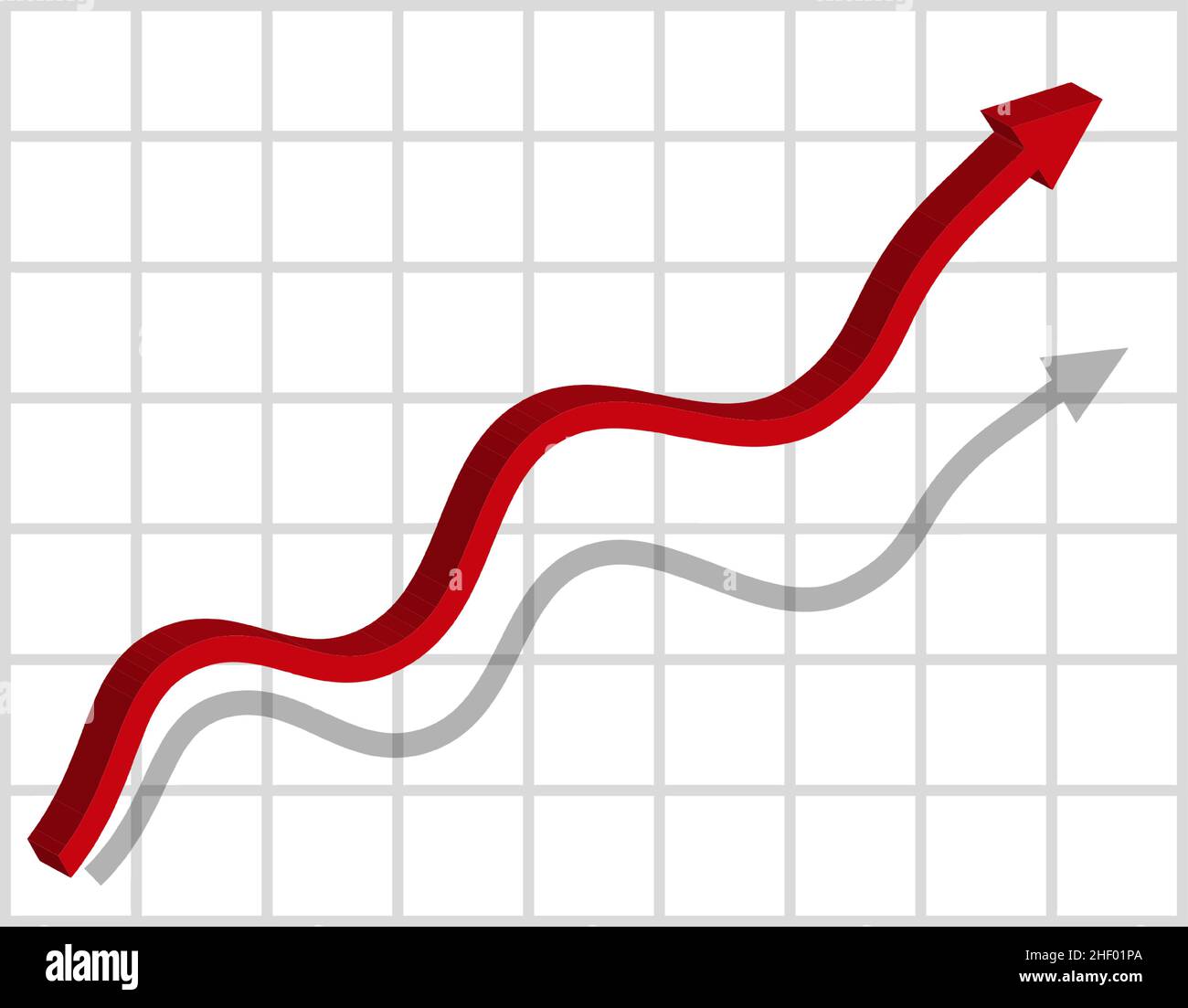 Graph with increase report. 3d diagram with rise and gain progress ...