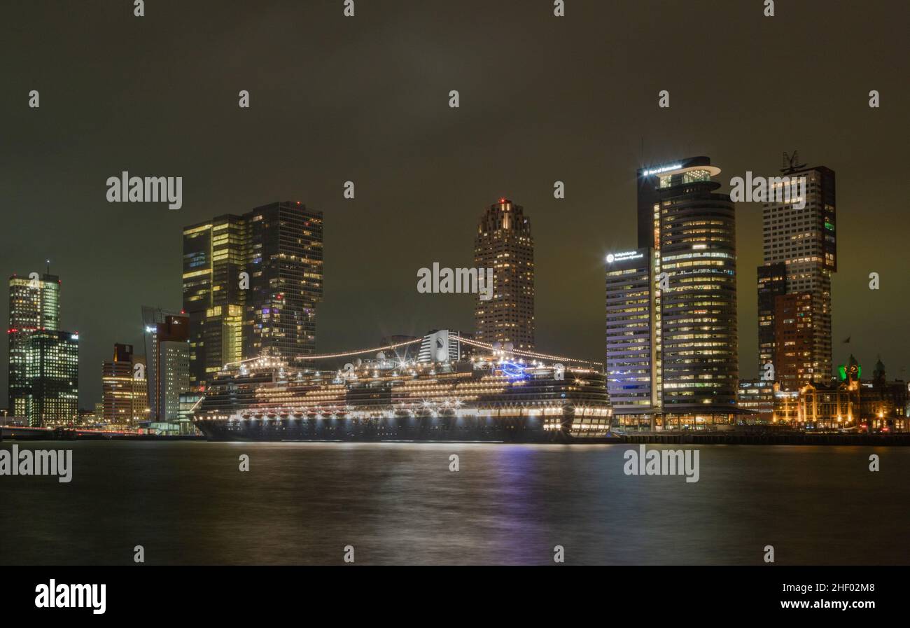 Cruise ship MS Rotterdam moored at the Wilhelminapier, Rotterdam, the ...