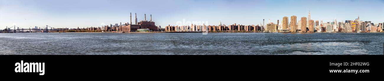 panoramic skyline of New York with river Hudson Stock Photo