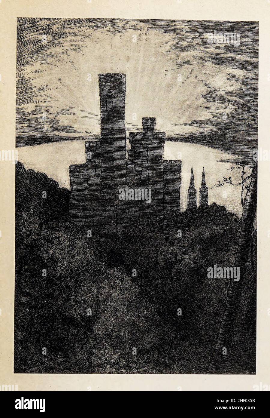 STOLZENFELS by LOUIS WEIRTER, R.B.A. from Stolzenfels: The Alchemist in the book ' Hero tales & legends of the Rhine ' by Lewis Spence, published London : G.G. Harrap 1915 Stock Photo