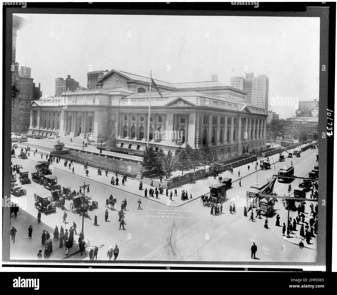 New York Public Library - Photo by Irving Underhill, c 1914. Vintage New York photo. Stock Photo