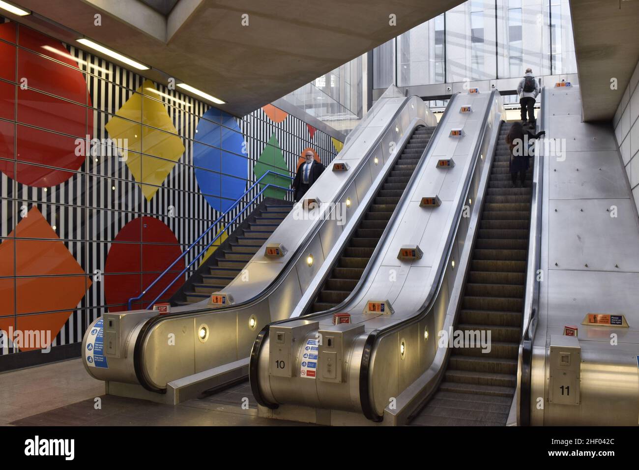 Modern Tottenham Court Road underground station entrance with