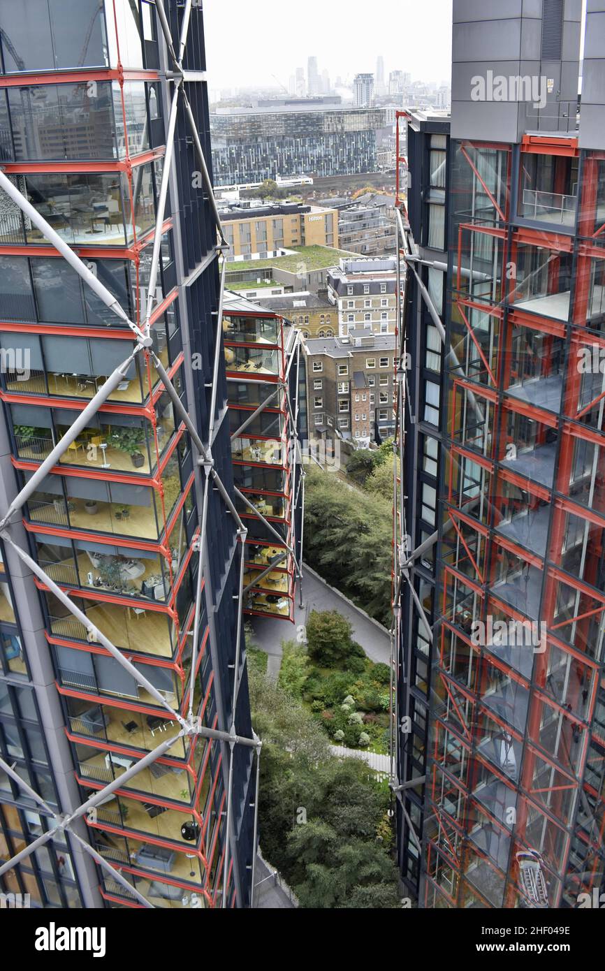 Neo Bankside - modern residential development seen from Tate Modern viewing platform, Southwark London UK. Stock Photo