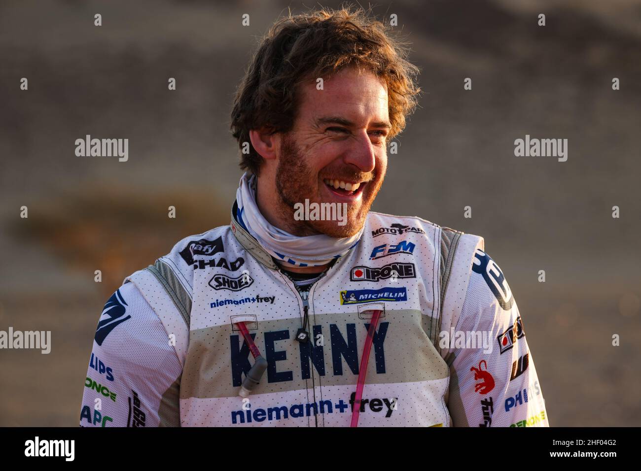 Bisha, Saudi Arabia, January 13th 2022, De Soultrait Xavier (fra), HT Rally Raid Husqvarna Racing, Husqvarna FR 450 Rally, Moto, Motul, portrait during the Stage 11 of the Dakar Rally 2022 around Bisha, on January 13th 2022 in Bisha, Saudi Arabia - Photo Florent Gooden / DPPI Stock Photo