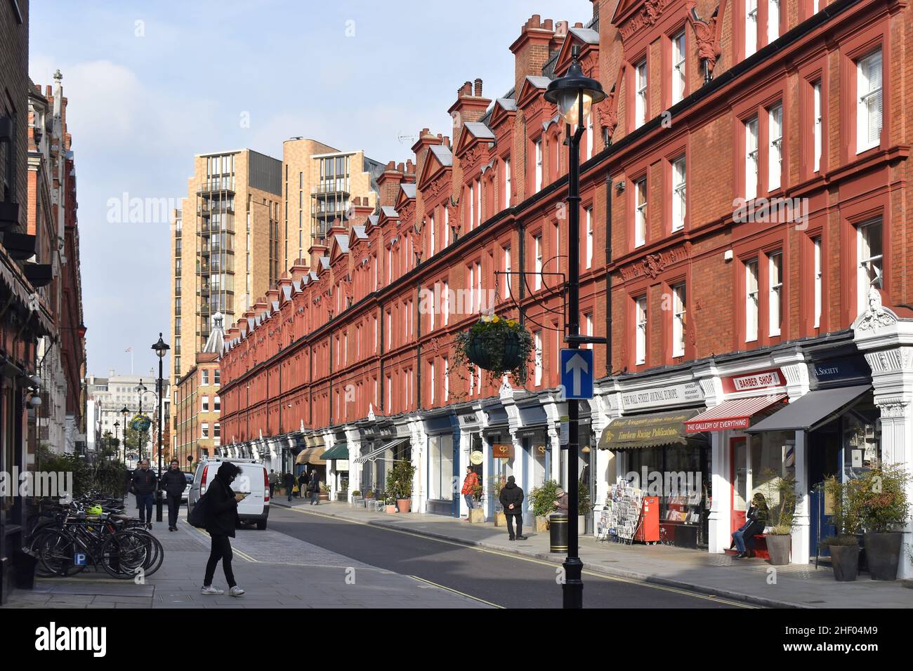 Stylish buildings with shopfronts, Chiltern street Marylebone London UK. Stock Photo