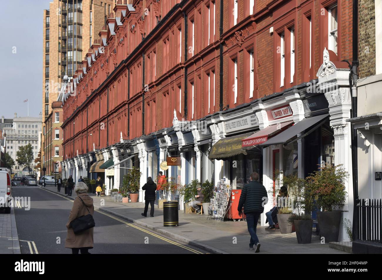 Stylish buildings with shopfronts, Chiltern street Marylebone London UK. Stock Photo