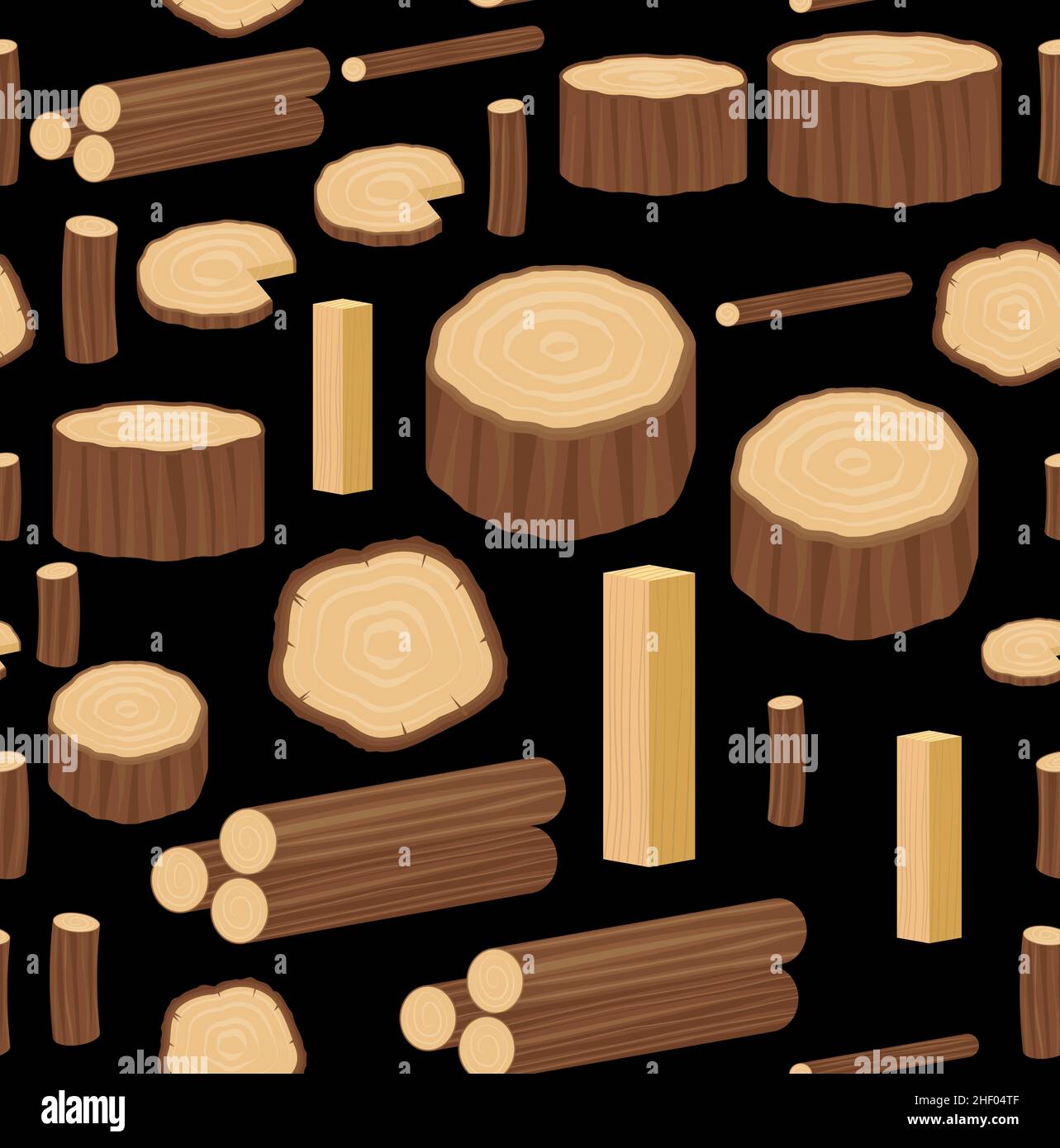 Seamless vector pattern with wood logs, trunks and planks. Background ...
