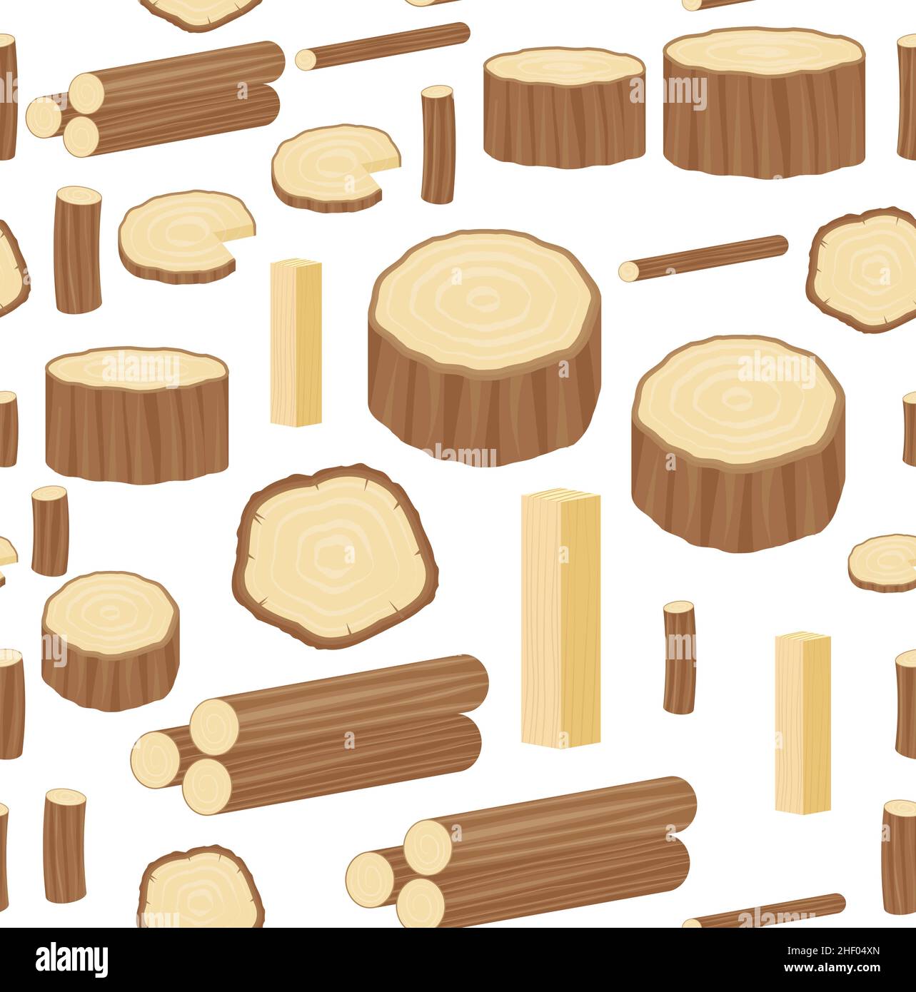 Seamless vector pattern with wood logs, trunks and planks. Background ...
