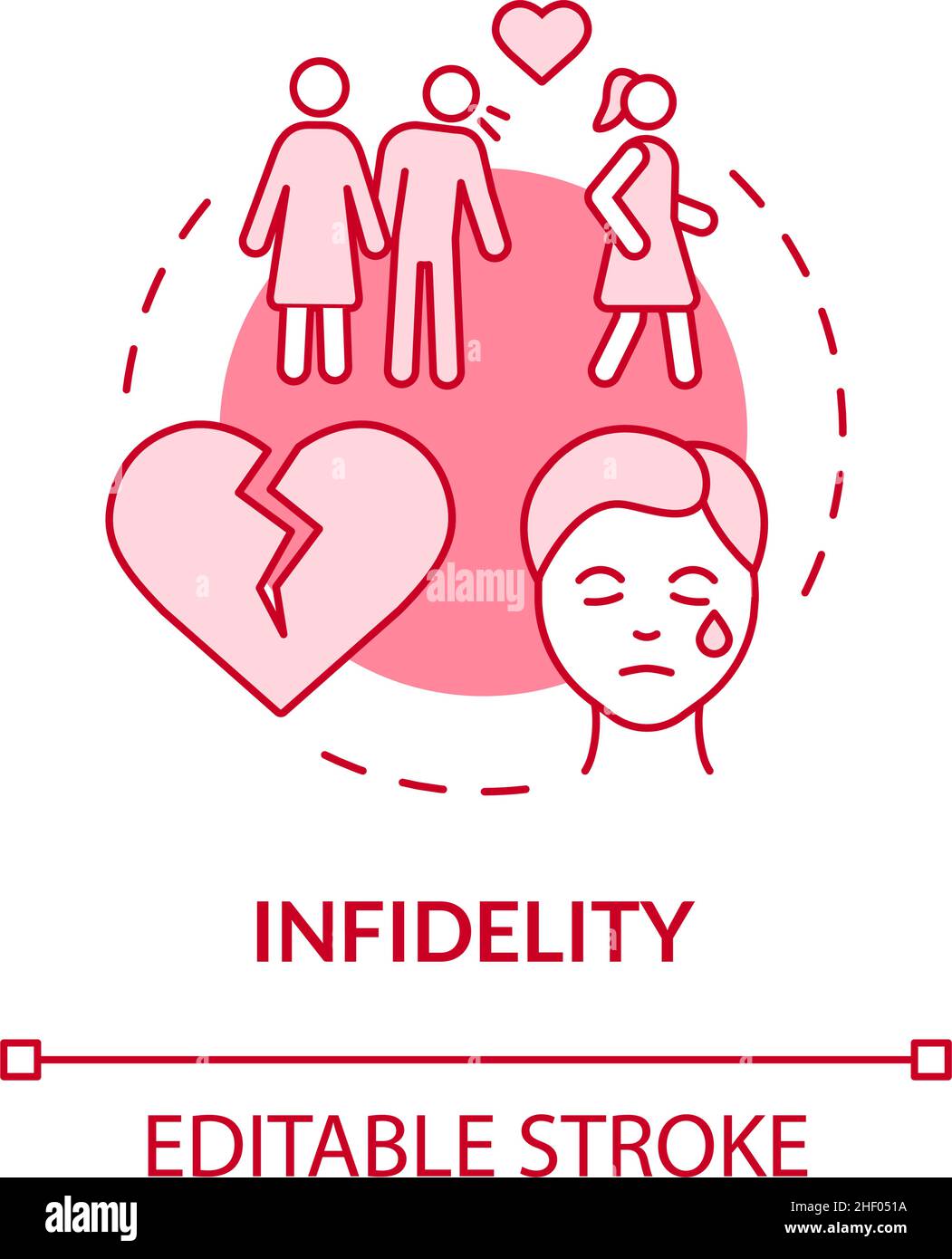 Infidelity pink concept icon Stock Vector