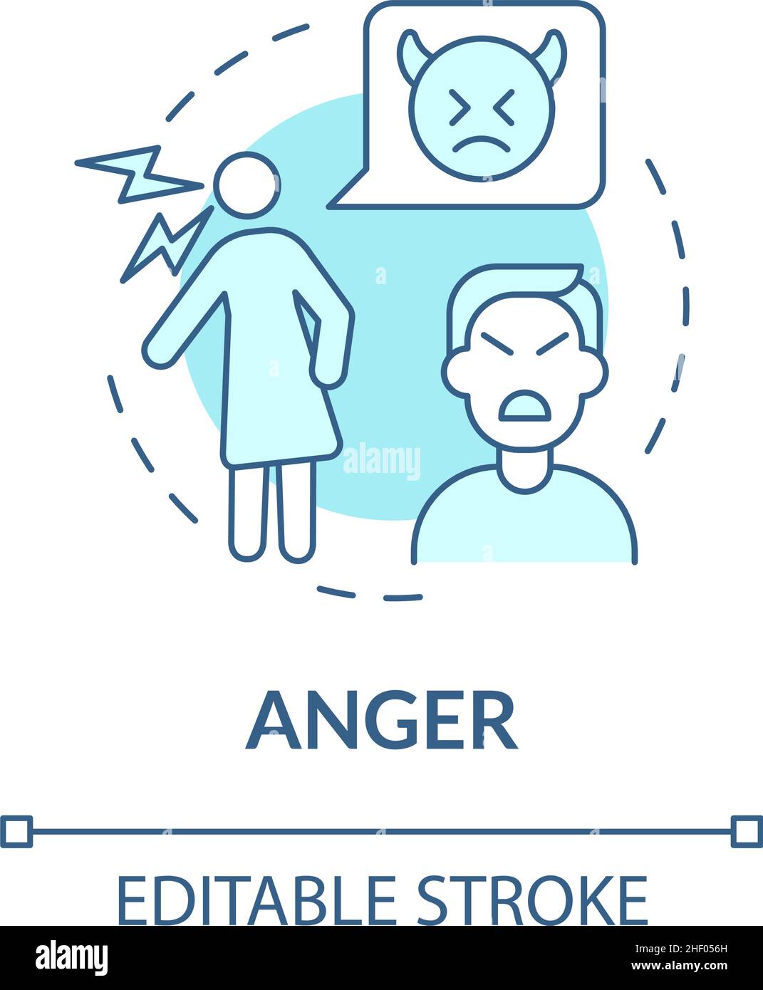 Anger turquoise concept icon Stock Vector