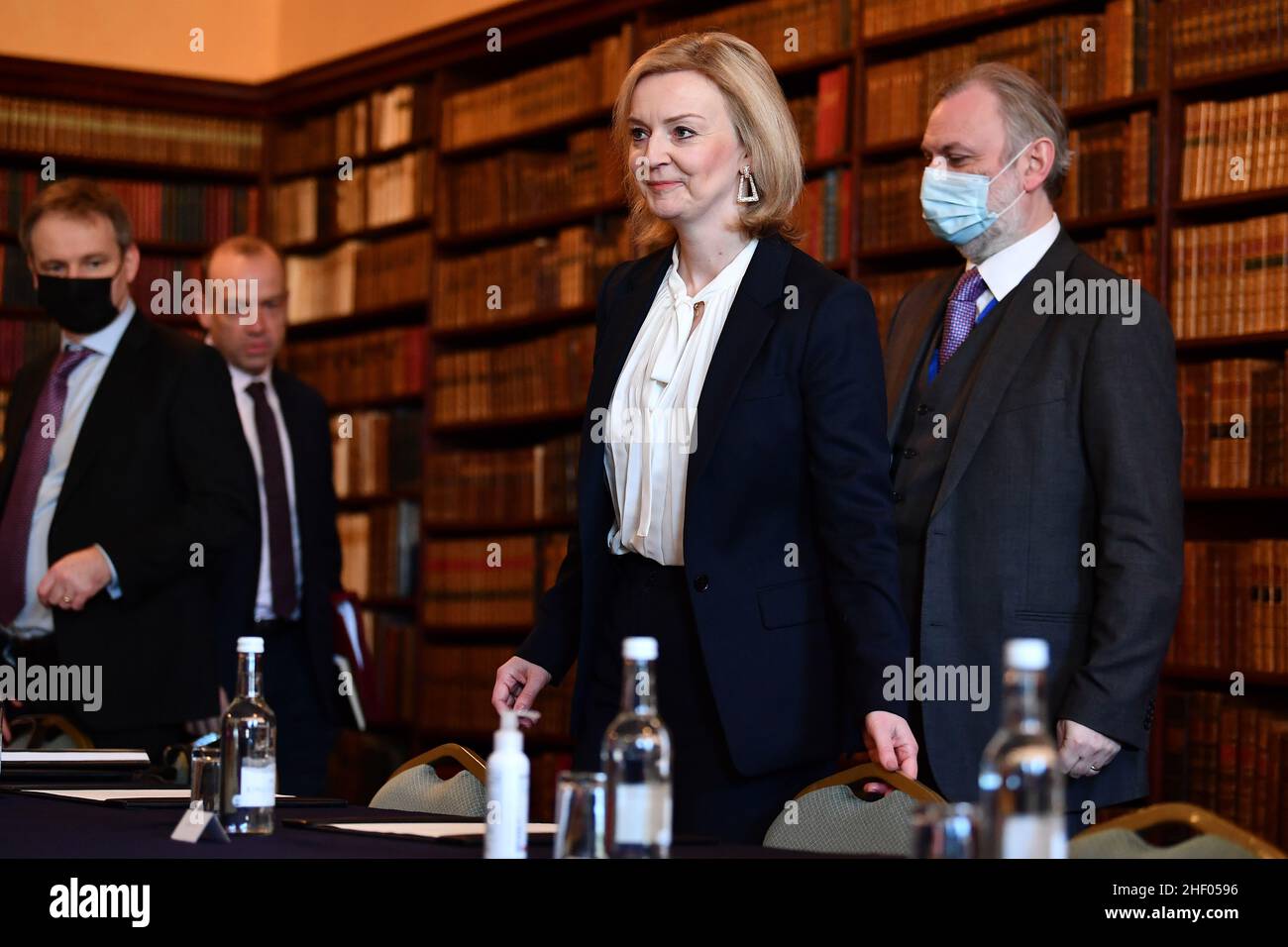 Foreign Secretary Liz Truss during a meeting with EU post-Brexit negotiator Maros Sefcovic at Chevening in Kent. Picture date: Thursday January 13, 2022. Stock Photo