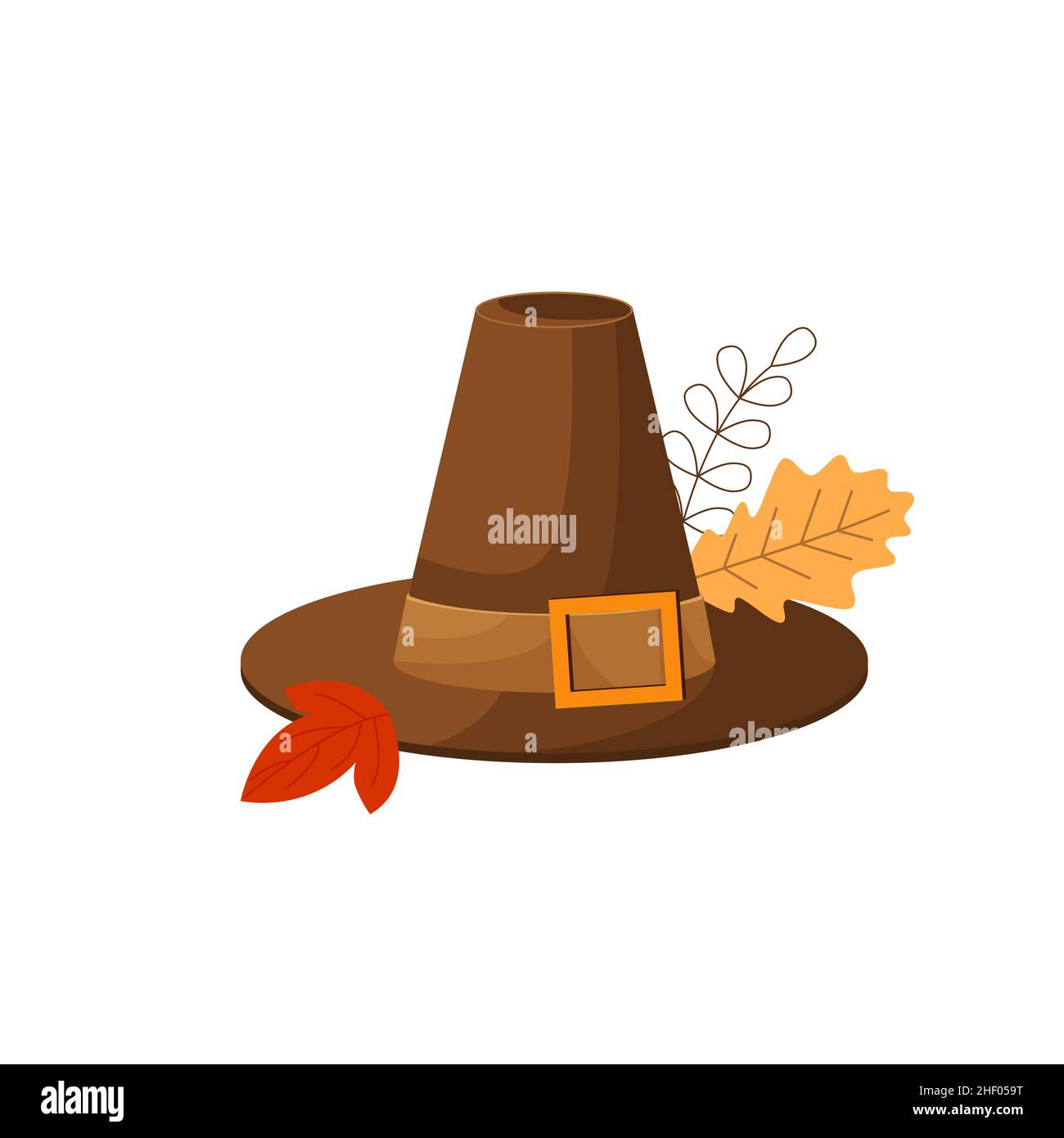 Pilgrim hat. Thanksgiving symbol. Isolated flat vector esp Stock Vector