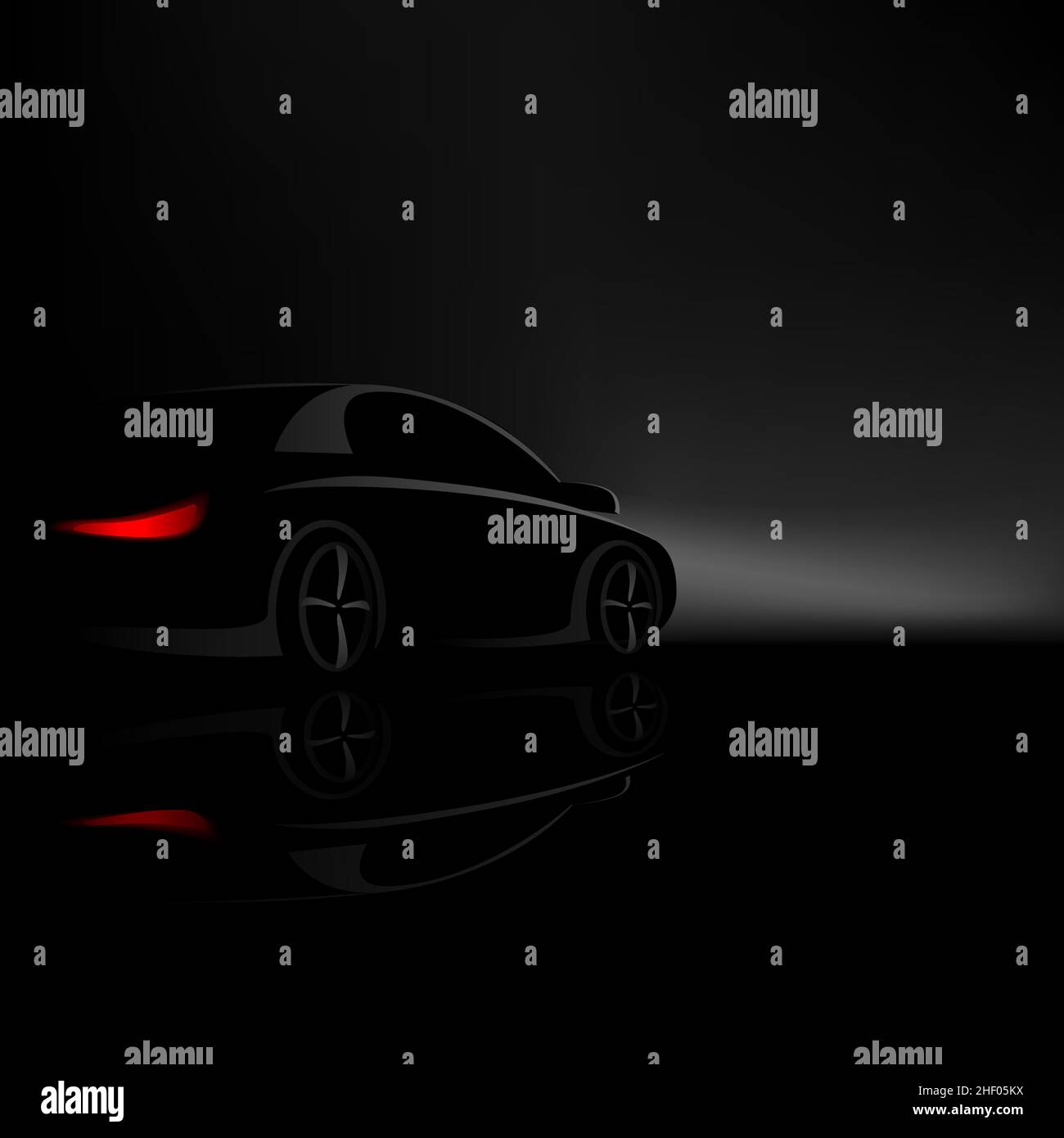 car silhouette advertising in dark Stock Vector