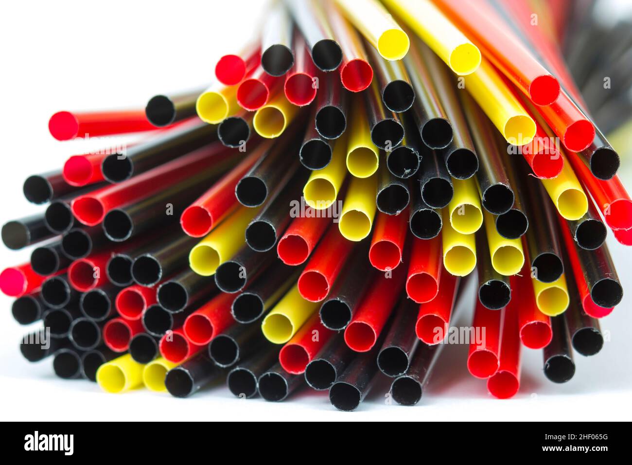 Colorful drinking straws on white background Stock Photo