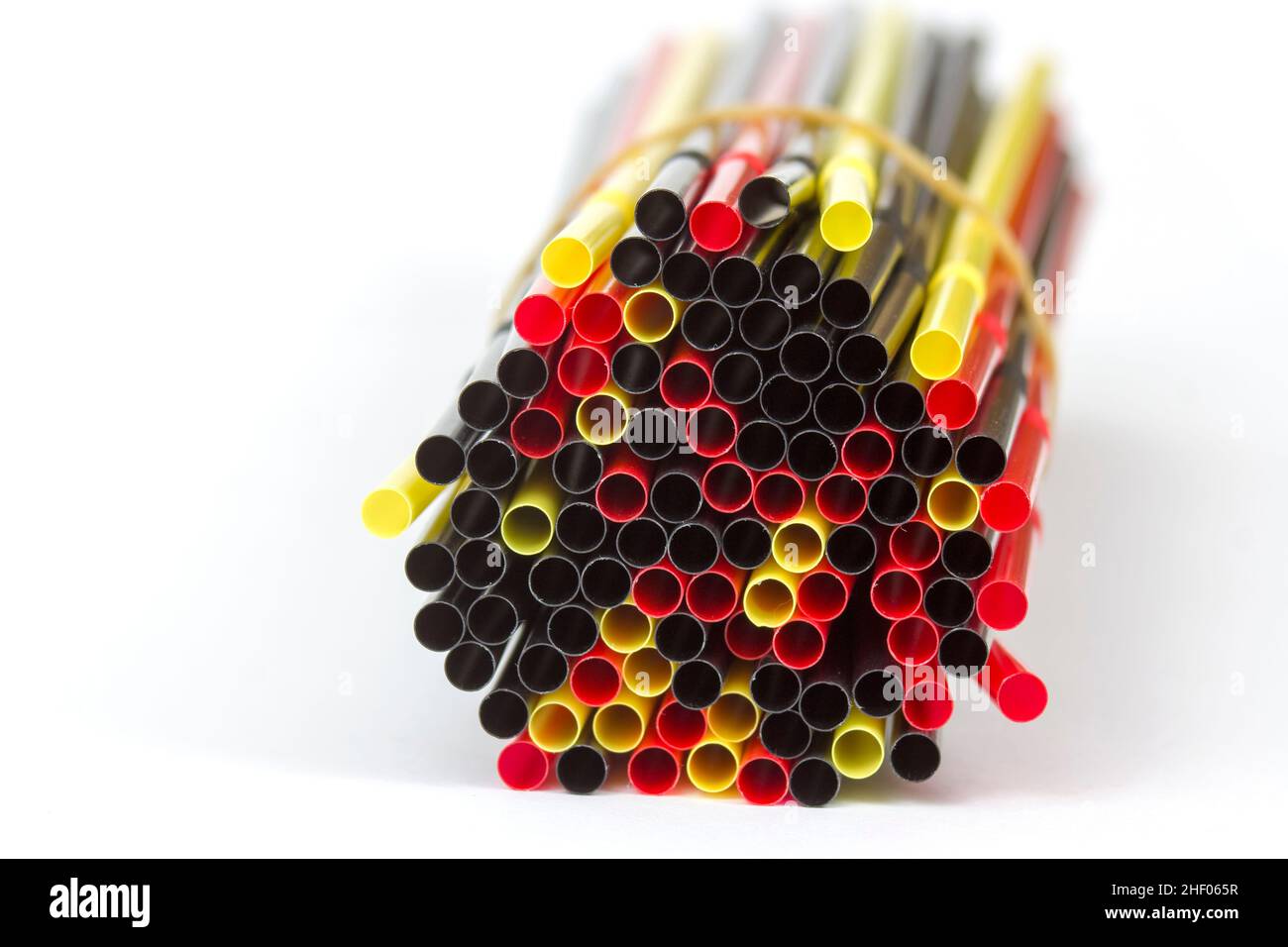 Colorful drinking straws on white background Stock Photo