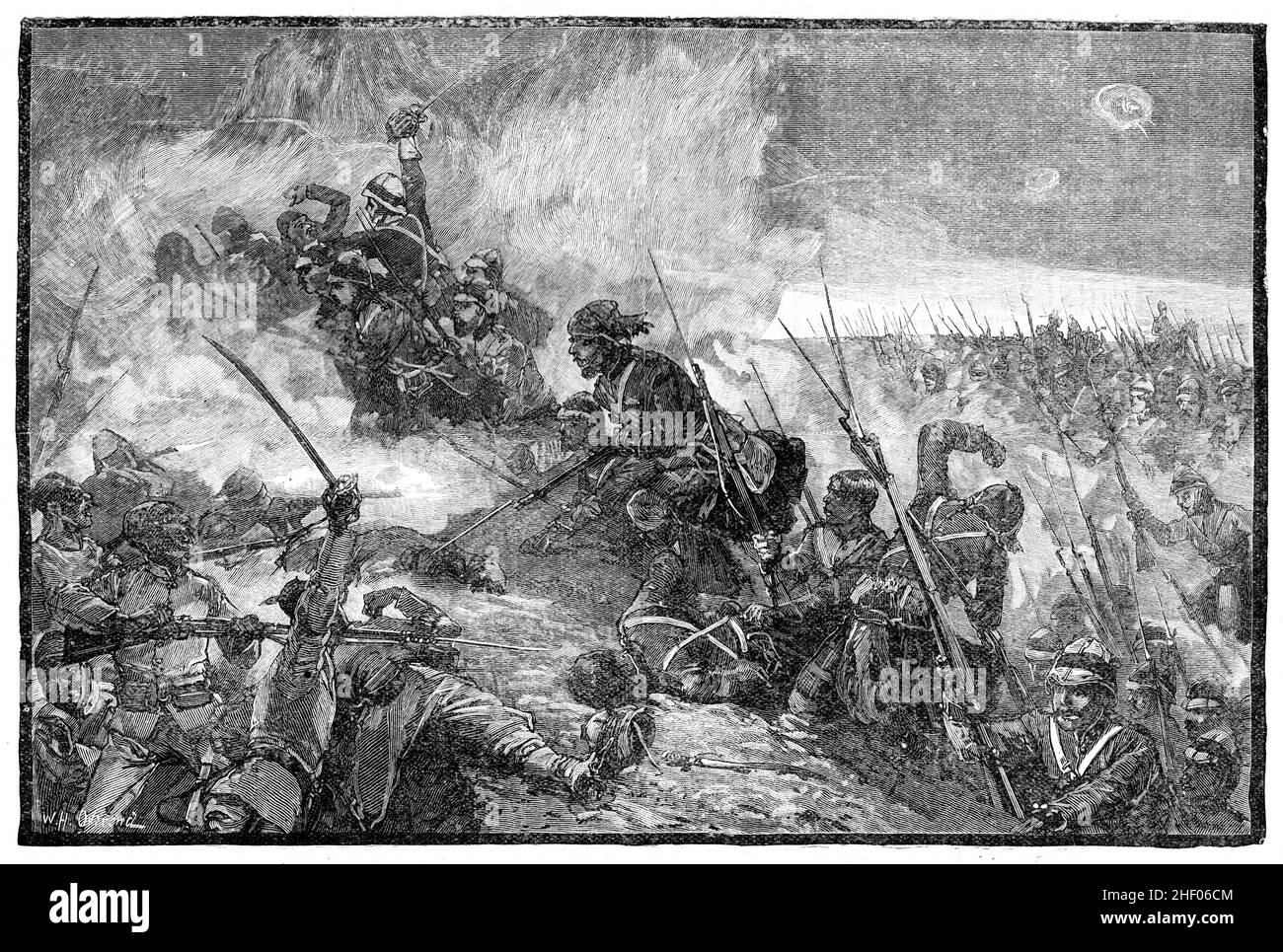 Charge ofThe Highlanders at the Battle of Tel-El Kebir, 1882. This was the decisive battle in the Anglo-Egyptian War Stock Photo