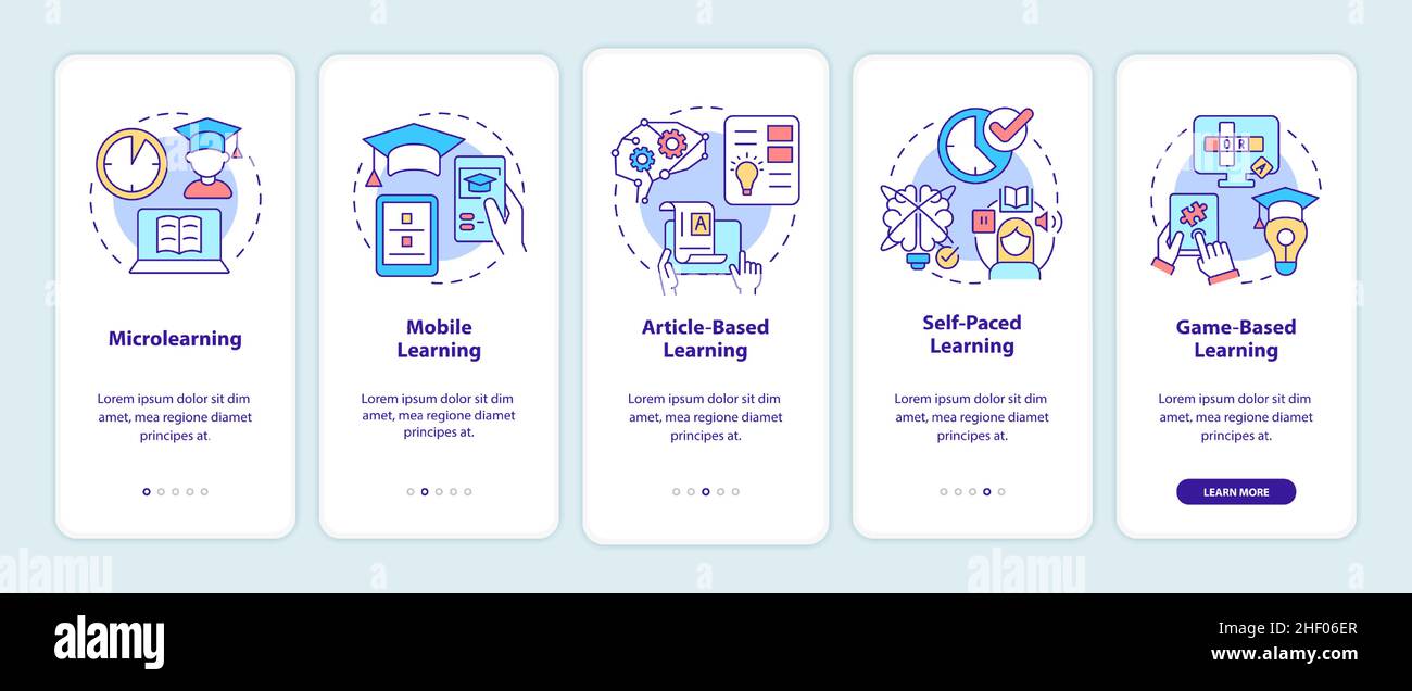 Elearning methods onboarding mobile app screen Stock Vector Image & Art ...