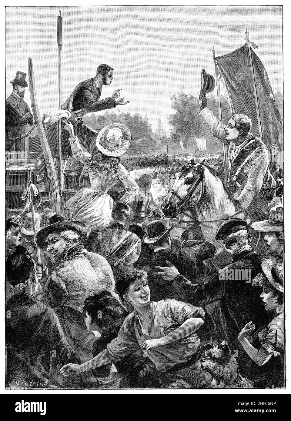 Demonstration in Hyde Park 21st July 1884 where speakers denounced or praised the Third Reform Act of 1884 Stock Photo