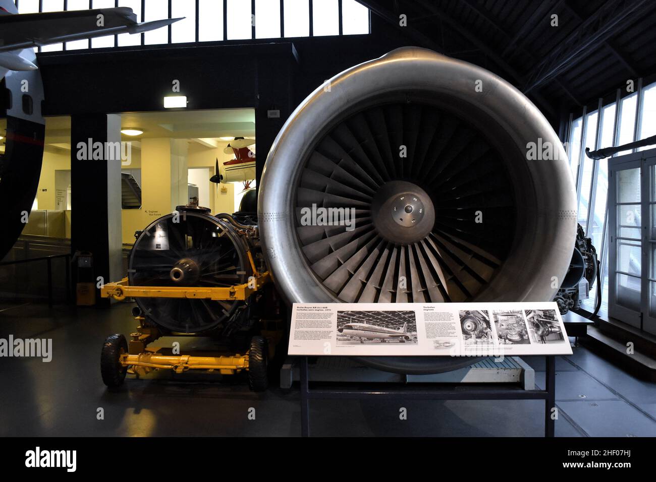The Rolls-Royce RB211 - turbofan jet engine displayed at Science Museum in London UK. Stock Photo