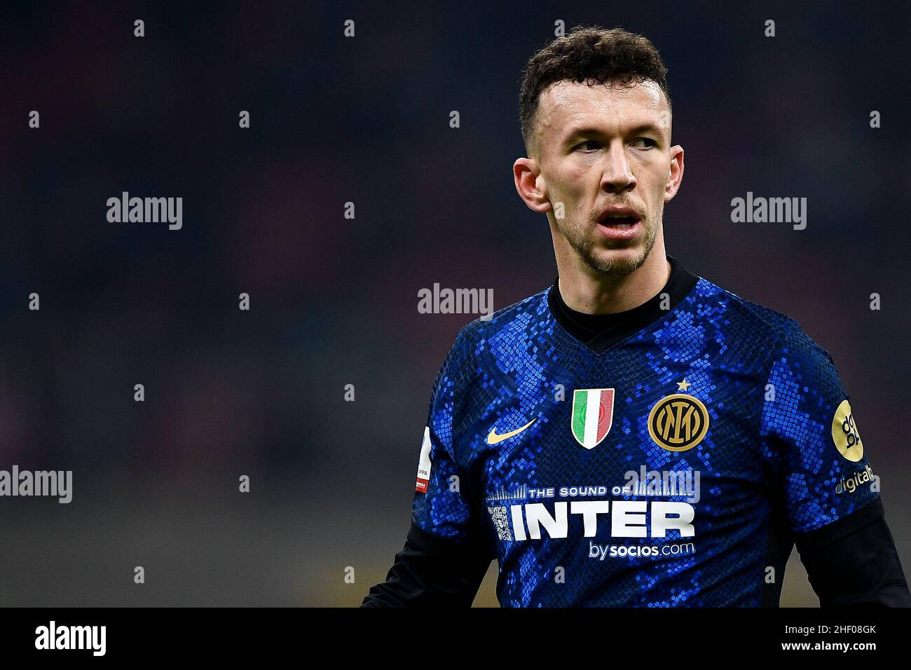 Milan, Italy. 12 January 2022. Ivan Perisic of FC Internazionale looks on during the Supercoppa Frecciarossa football match between FC Internazionale and Juventus FC. Credit: Nicolò Campo/Alamy Live News Stock Photo