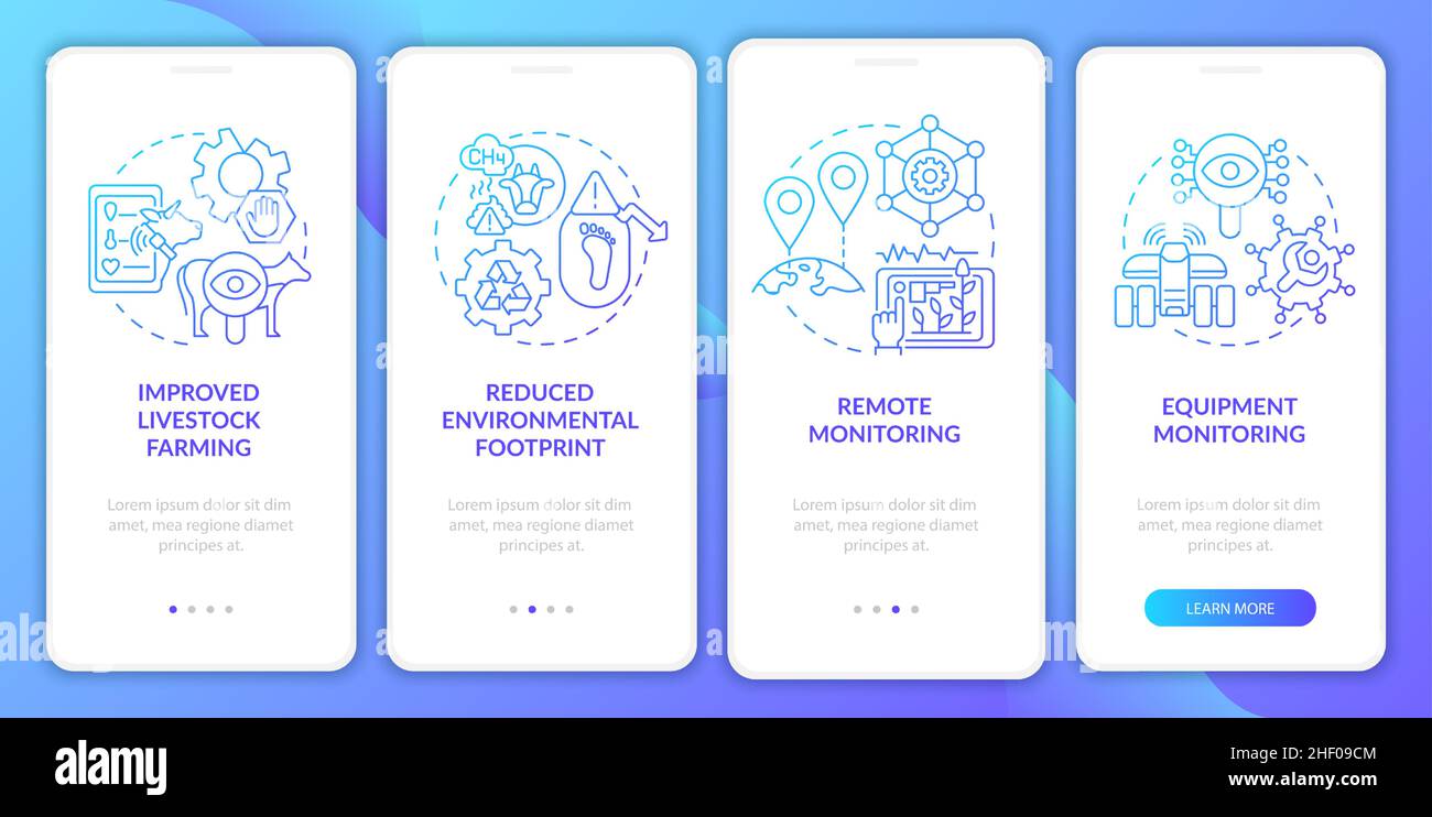 Precision agriculture pros blue gradient onboarding mobile app screen ...