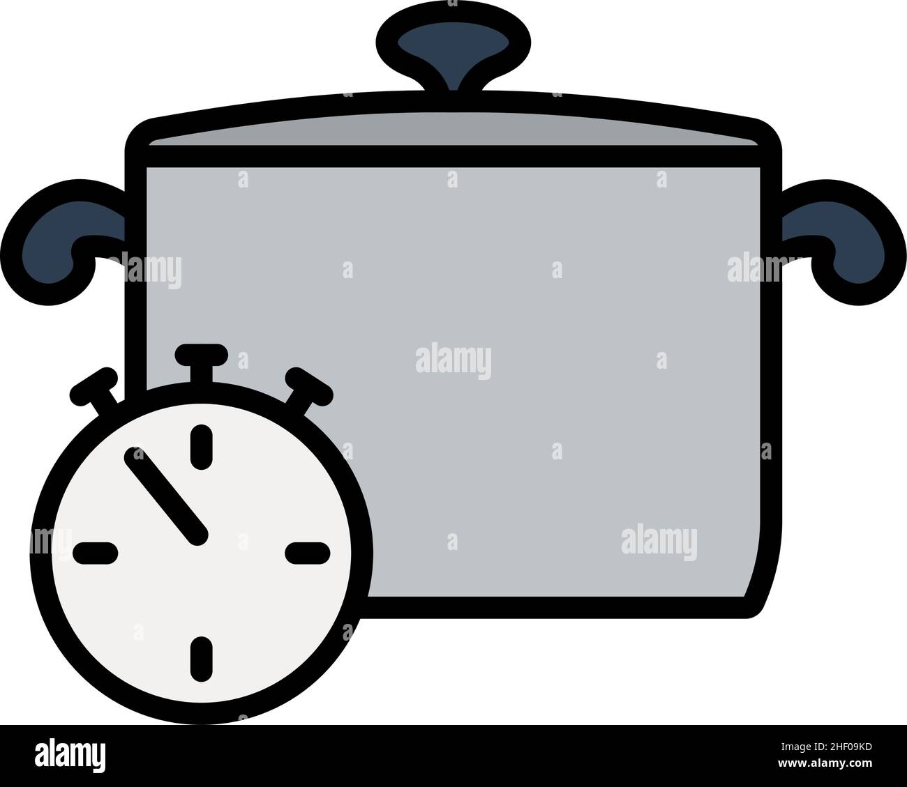 Pan With Stopwatch Icon. Editable Bold Outline With Color Fill Design ...