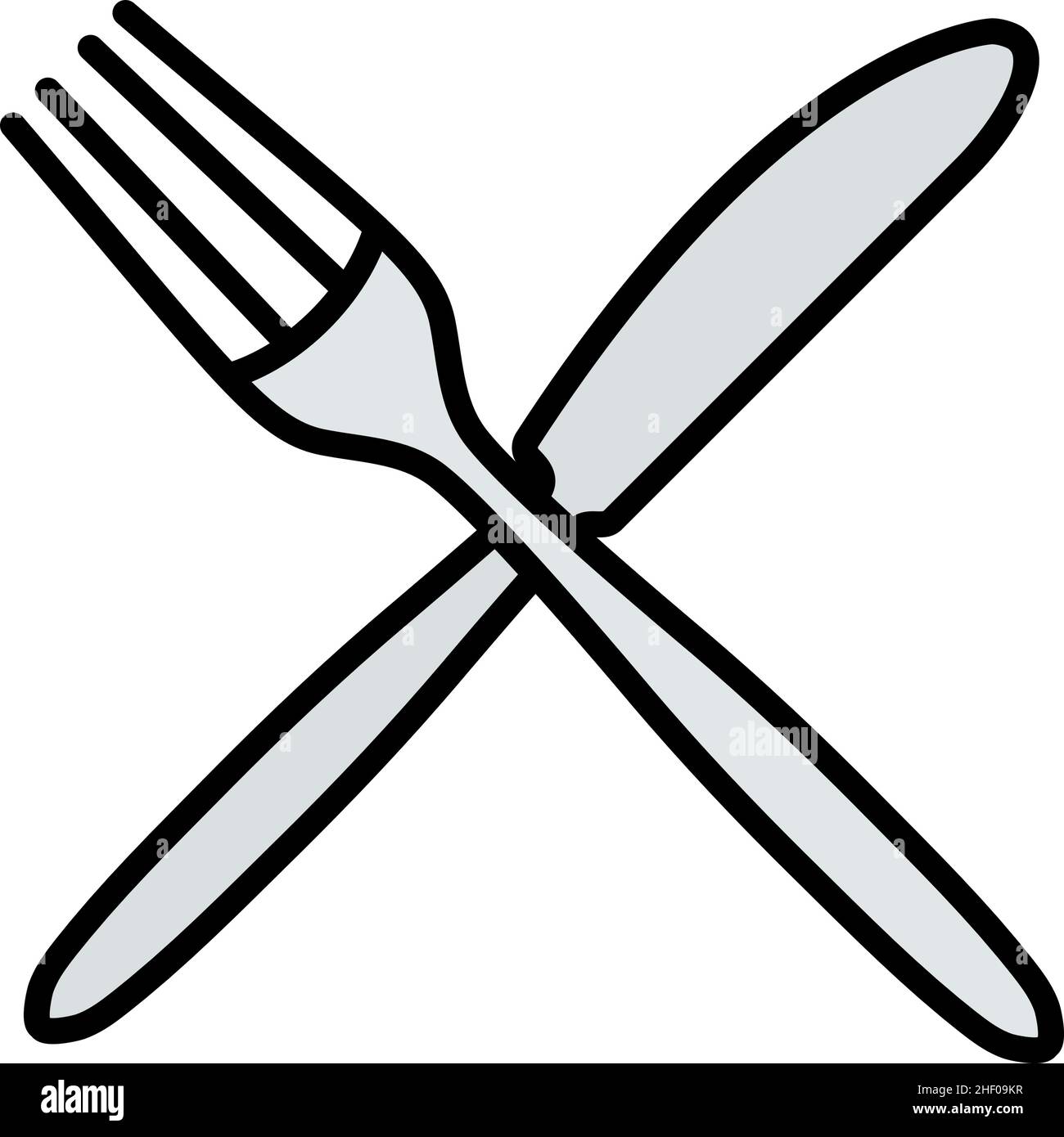 Fork And Knife Icon. Editable Bold Outline With Color Fill Design ...