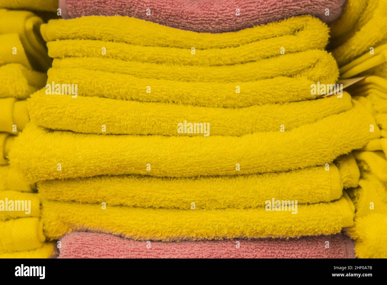 Yellow Clean Towels For Soft Hygiene At Home In The Bathroom Background 