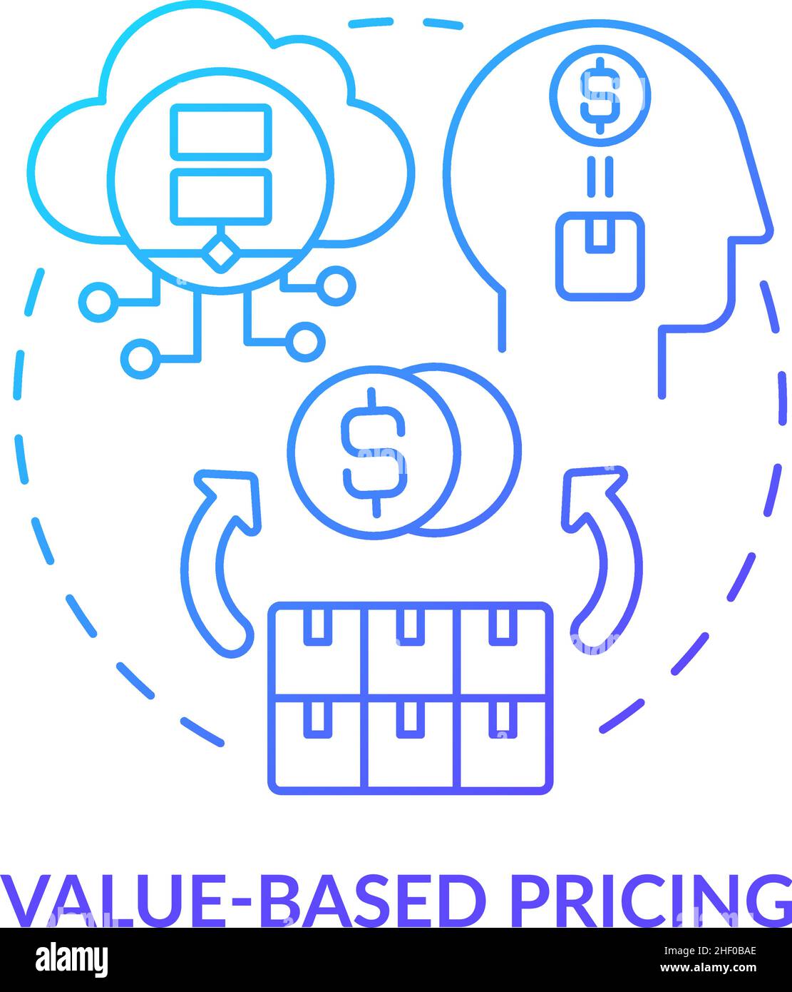Value-based pricing blue gradient concept icon Stock Vector