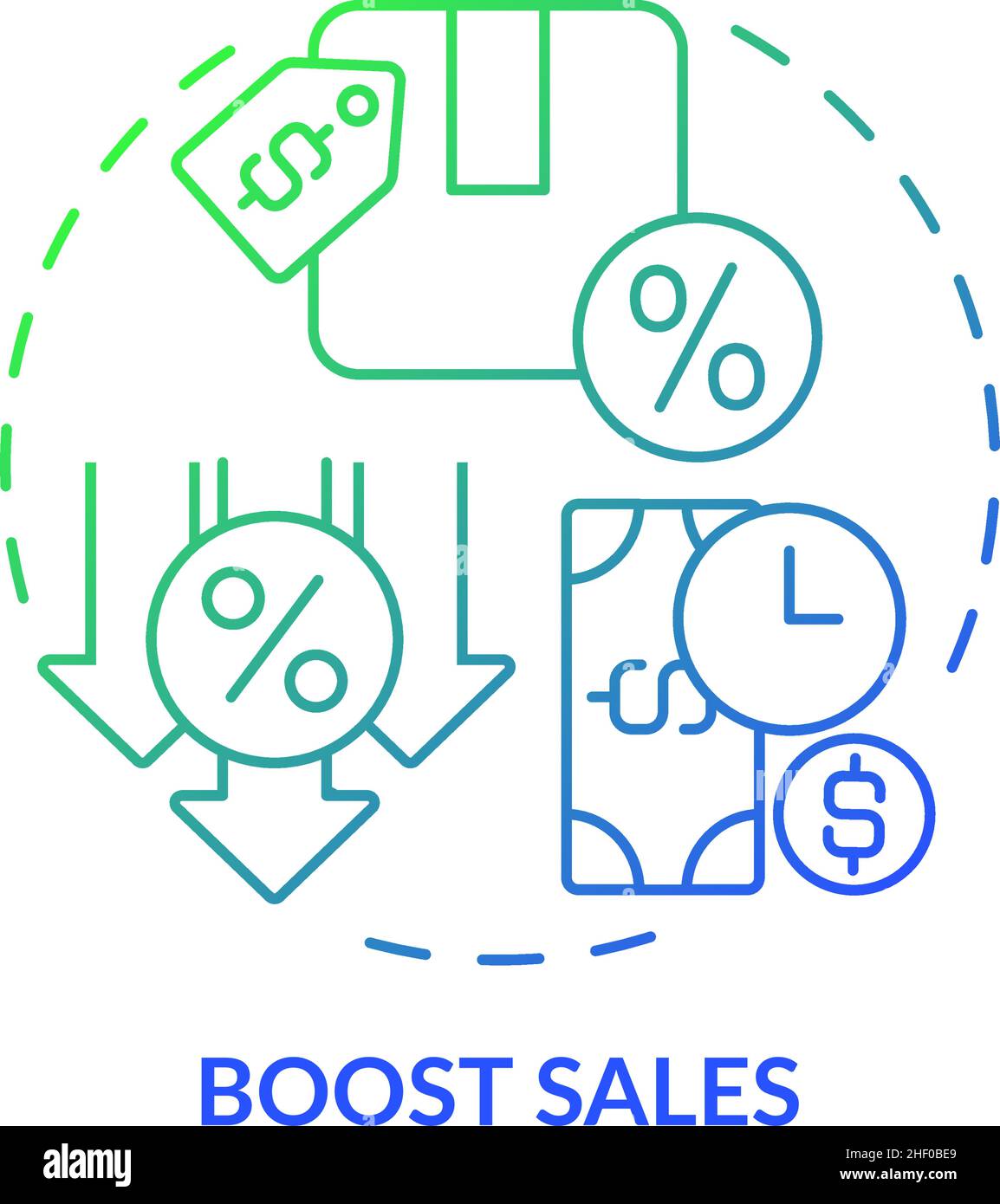 Boost sales green blue gradient concept icon Stock Vector