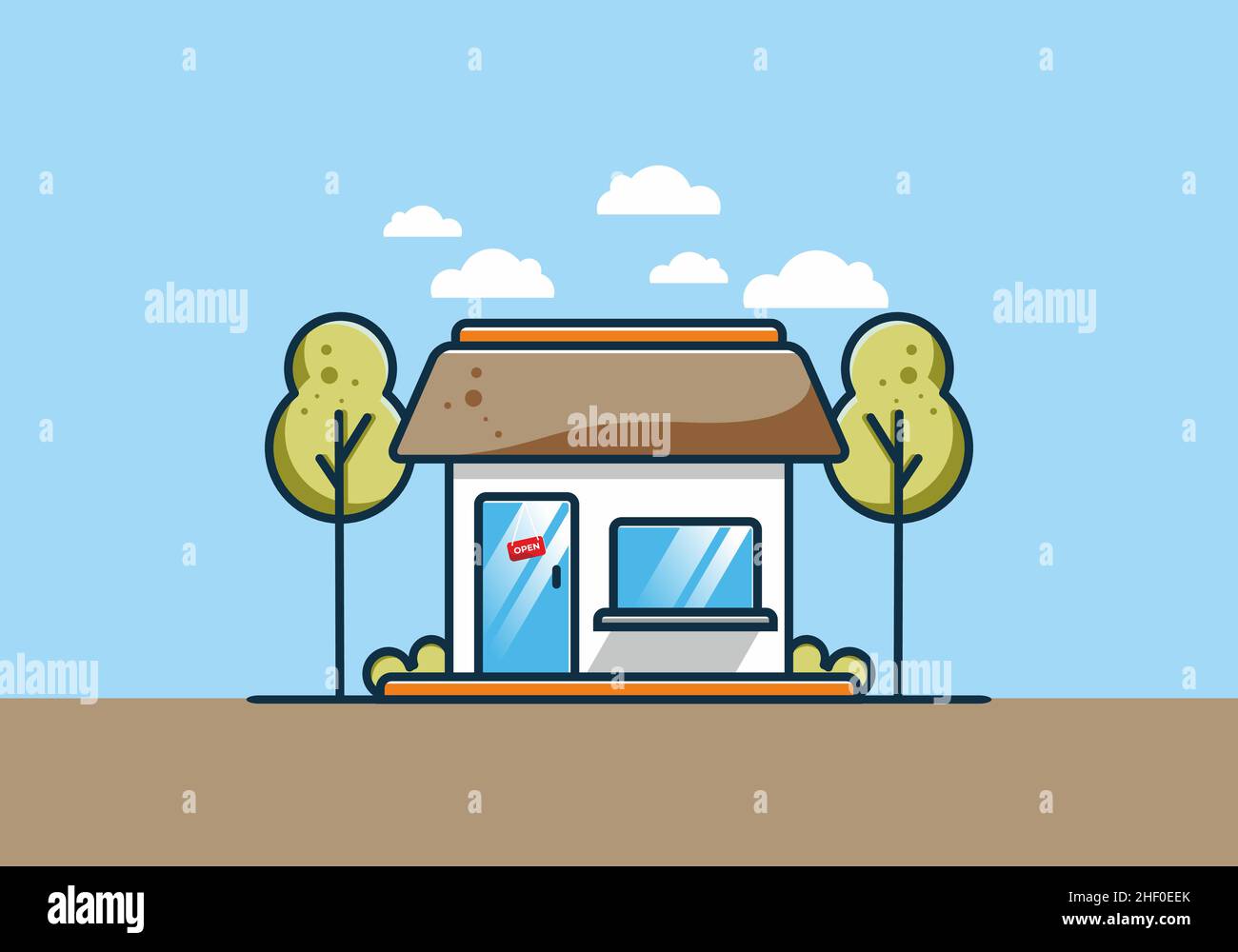 Mini shop building flat illustration design Stock Vector