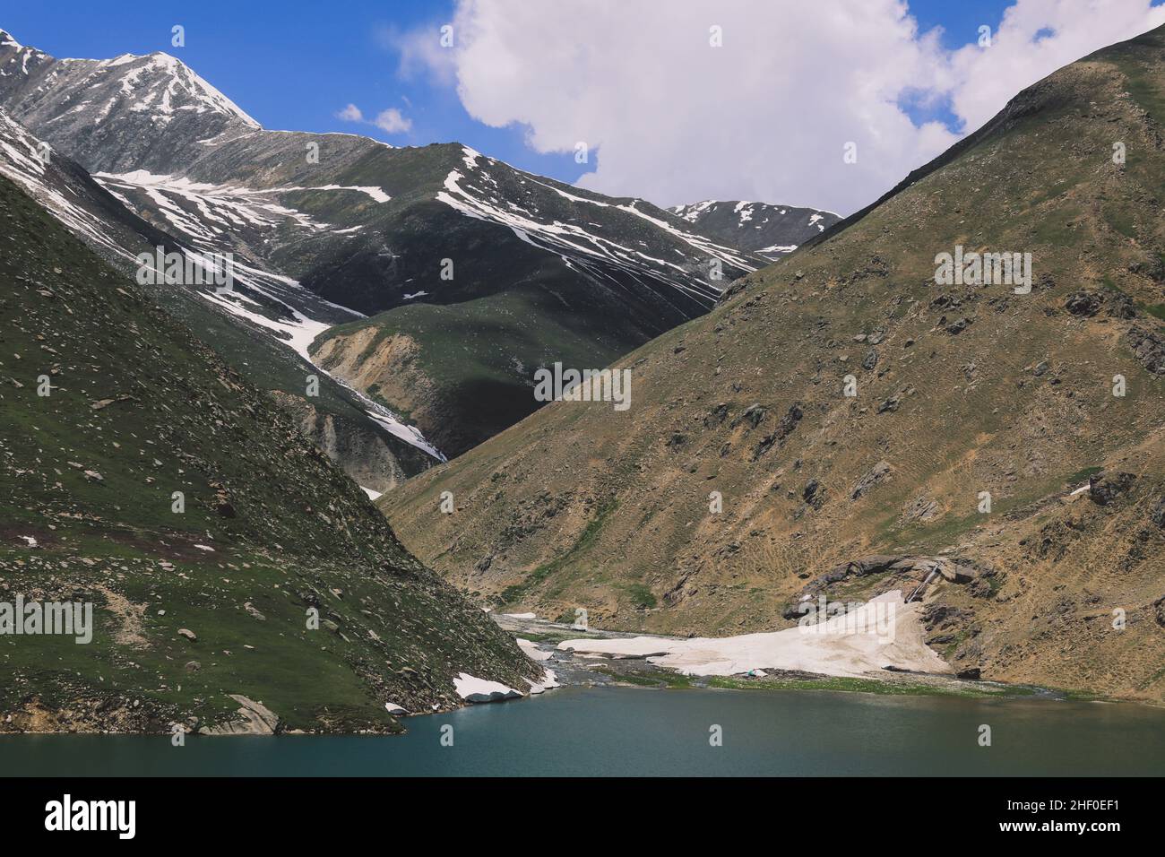 Spectacular Landscape to the Mountain Lake in Gilgit Baltistan Region, Pakistan Stock Photo