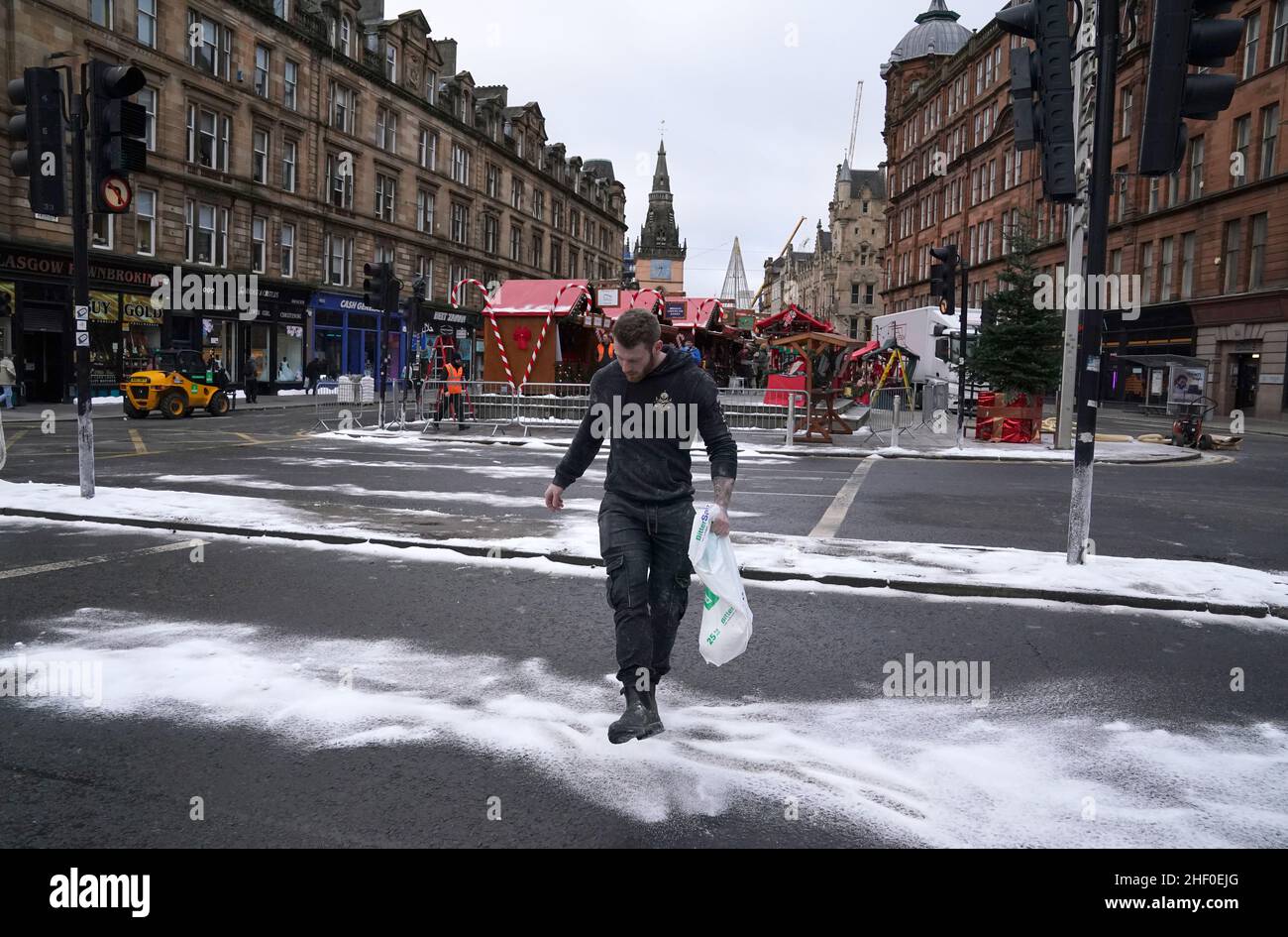 Set Dressers dress the set in Glasgow, for what is believed to be the