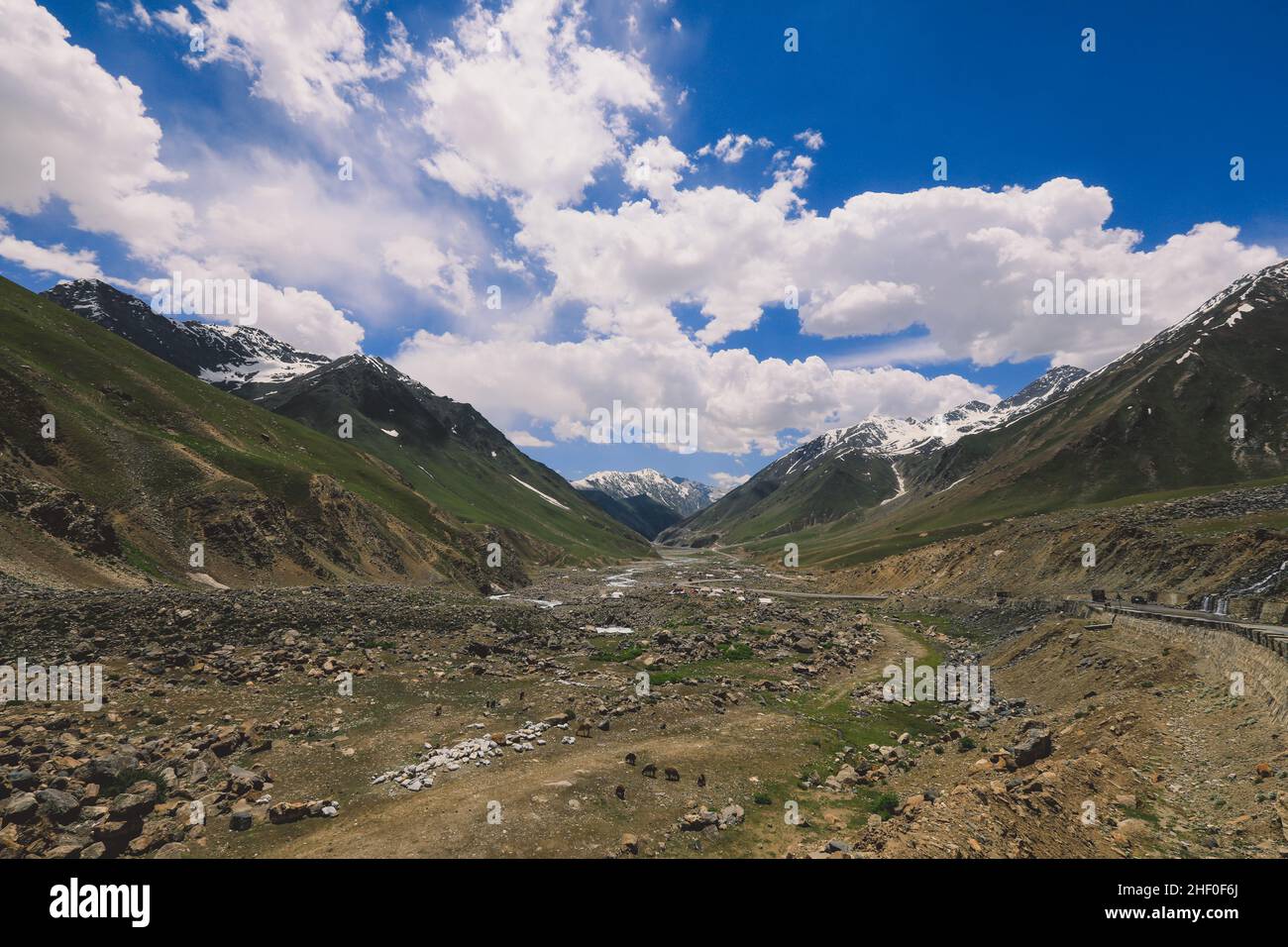 Wonderful Landscape of the Mountain River in the Gilgit Baltistan Hills, Pakistan Stock Photo