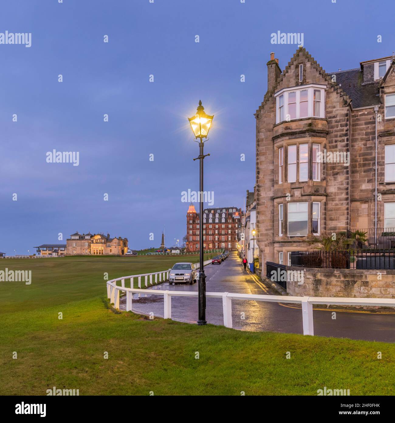 Looking up the 18th fairway of the Old Course, St. Andrews, Fife, Scotland, UK Stock Photo