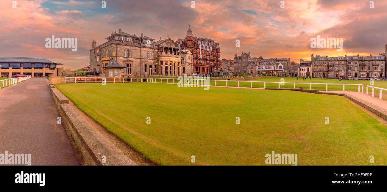 A view looking across the practise putting green of the Old Course St