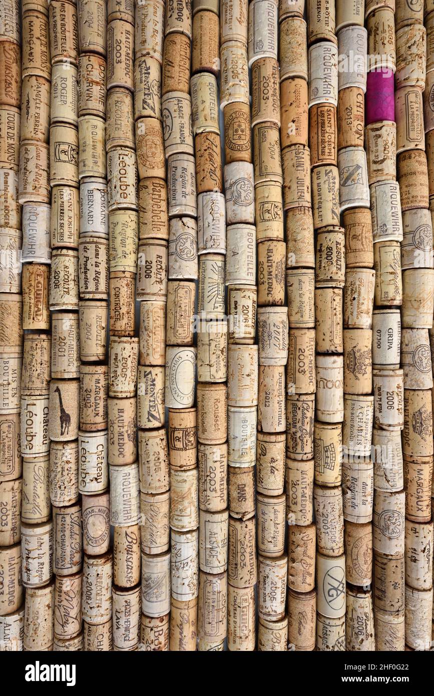 Display or Arrangement of Wine Corks or Cork Stock Photo