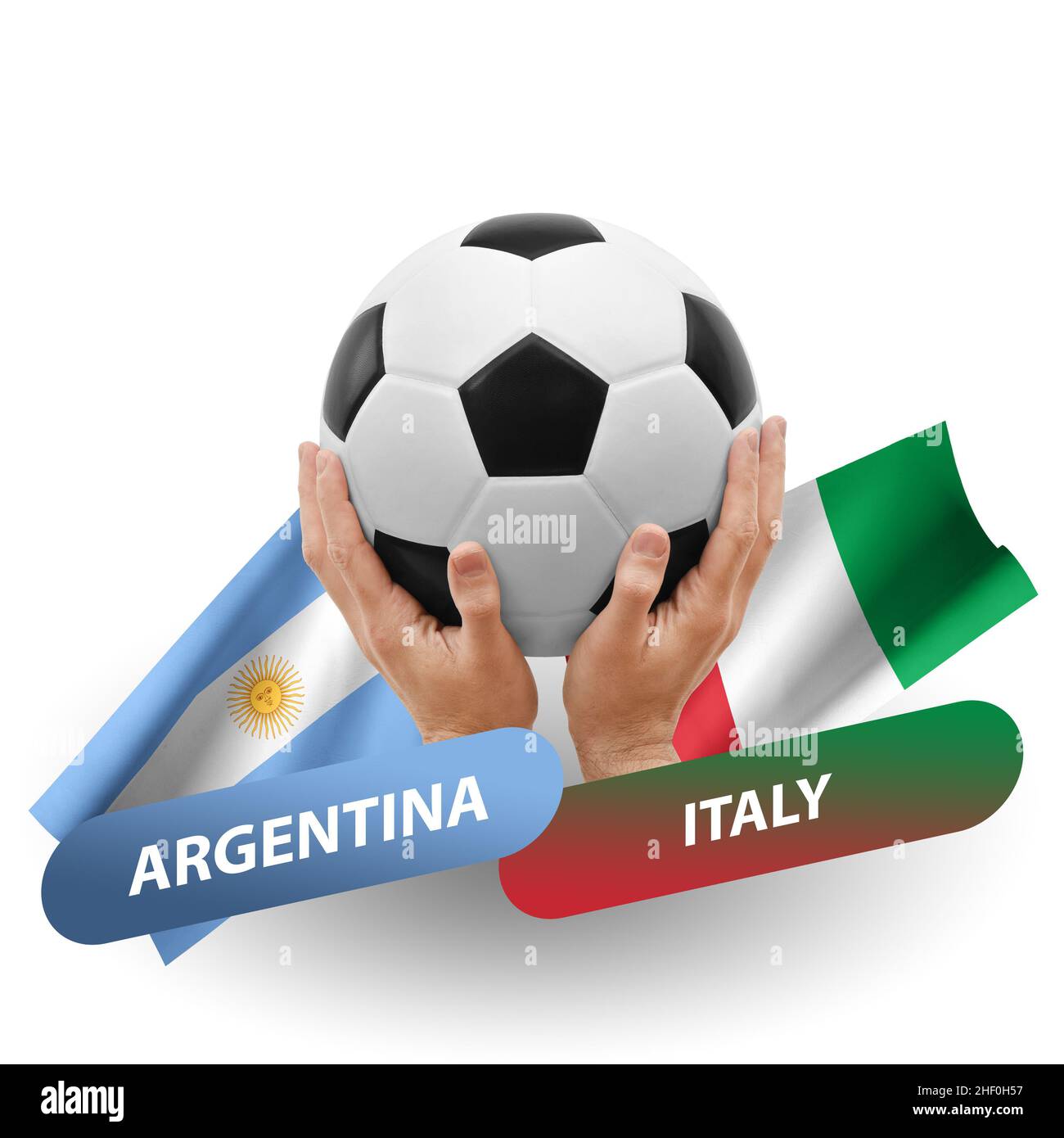 Soccer football competition match, national teams argentina vs italy