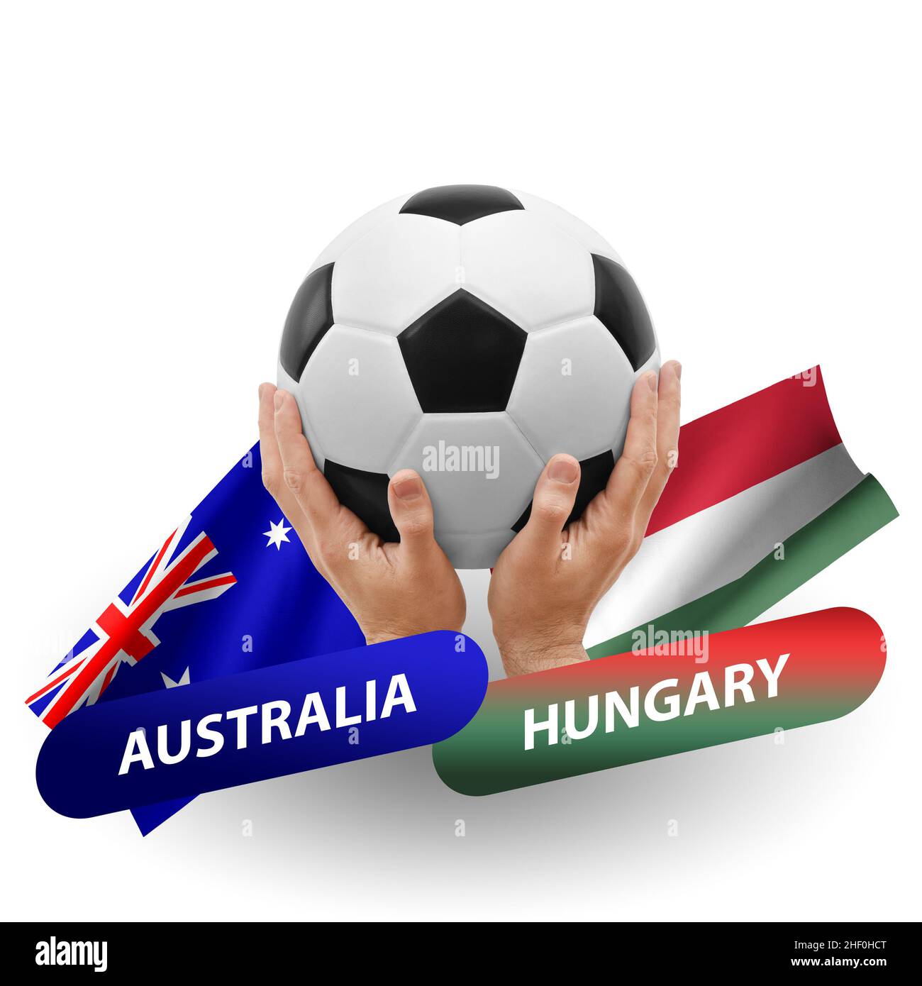 Soccer football competition match, national teams australia vs hungary Stock Photo