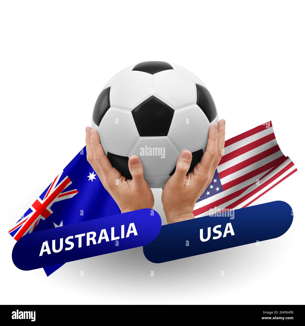 Soccer football competition match, national teams australia vs usa