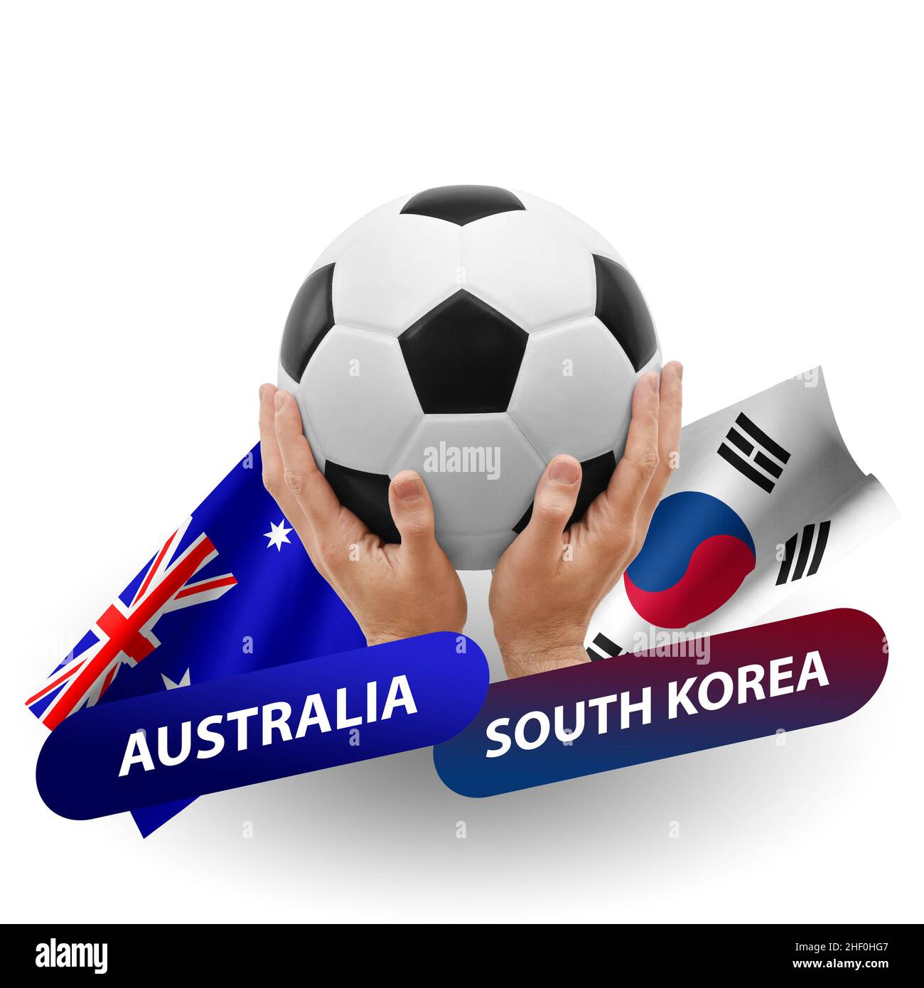Soccer football competition match, national teams australia vs south