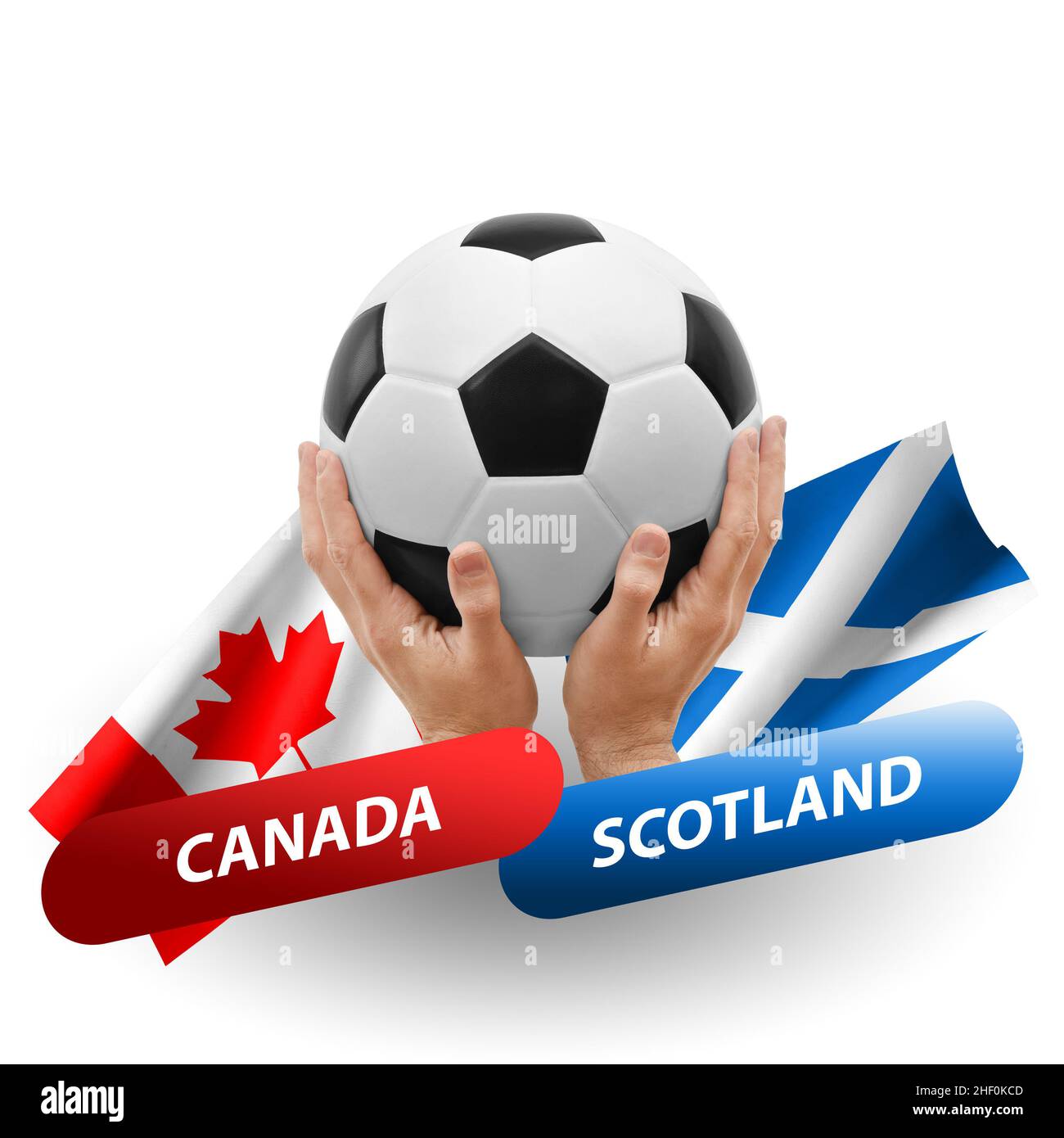 Soccer football competition match, national teams canada vs scotland