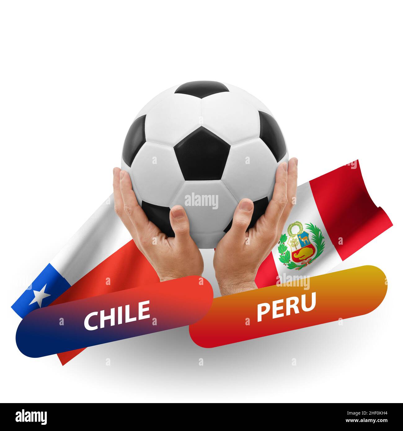 Soccer football competition match, national teams chile vs peru Stock