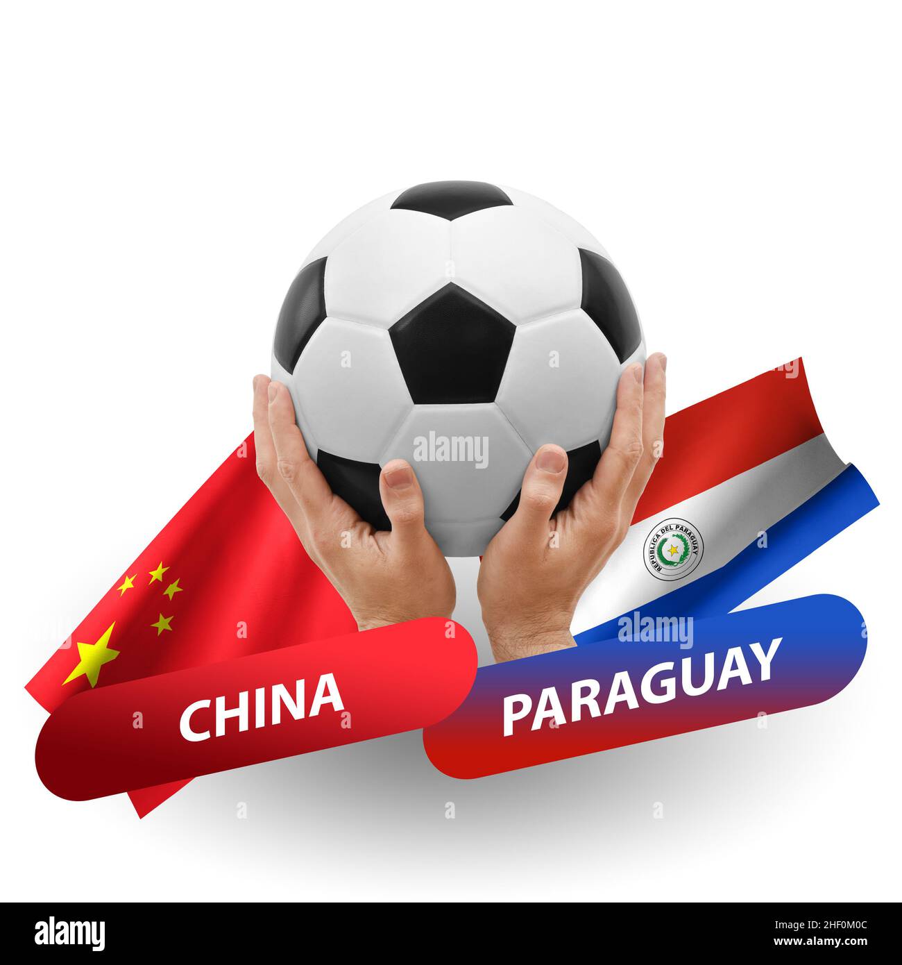 Soccer football competition match, national teams china vs paraguay