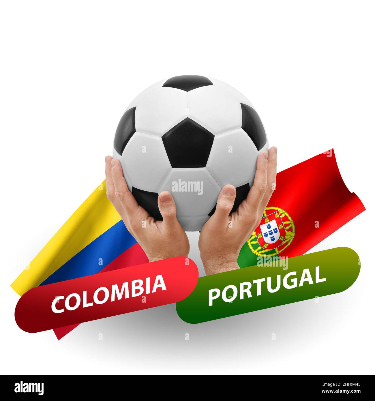 Soccer football competition match, national teams colombia vs portugal